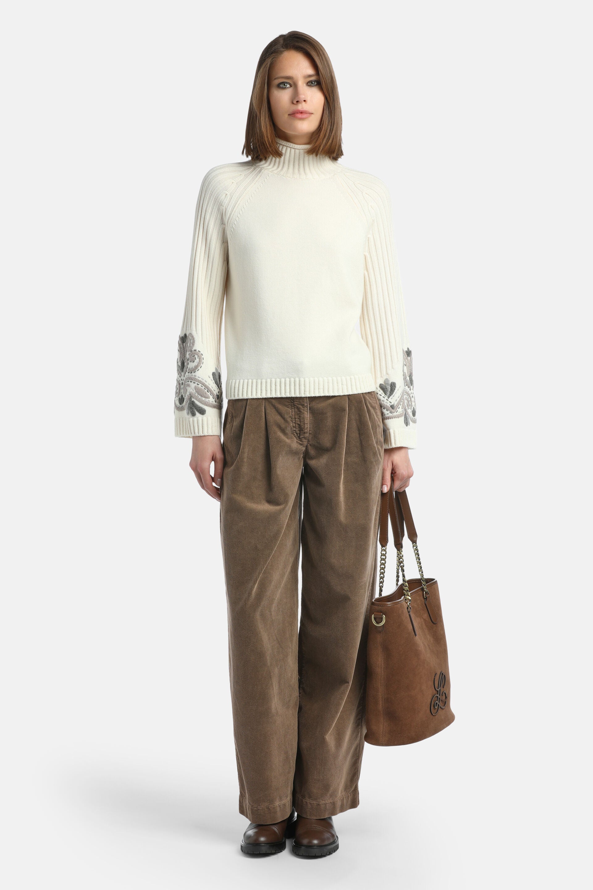 Luisa Spagnoli_Panna_Manico - Embroidered Mock-Neck Pullover_MANICO_0202_02