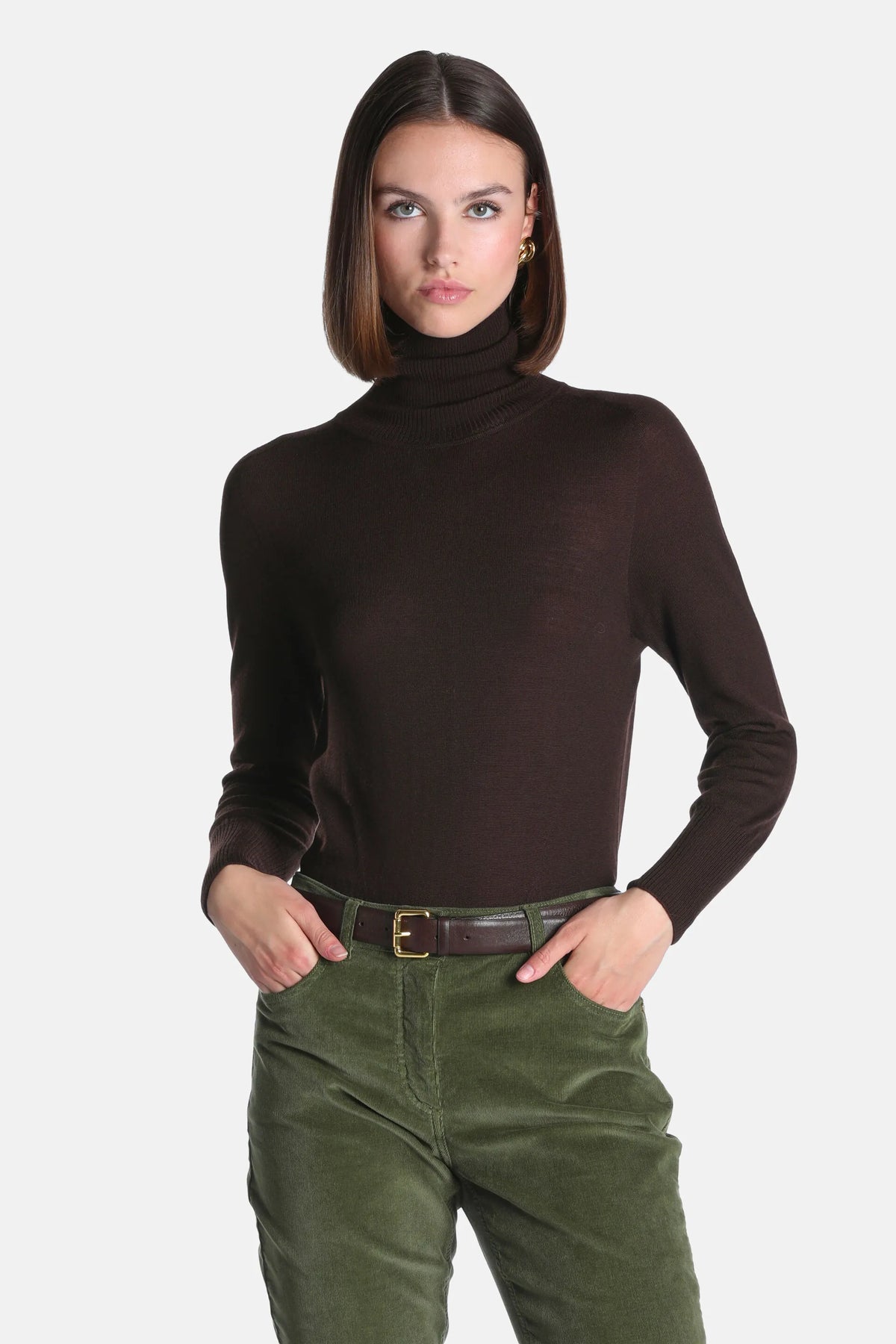 Luisa Spagnoli Marrone Women Manos - Wool Turtleneck SKU: MANOS F_0970 Image 01