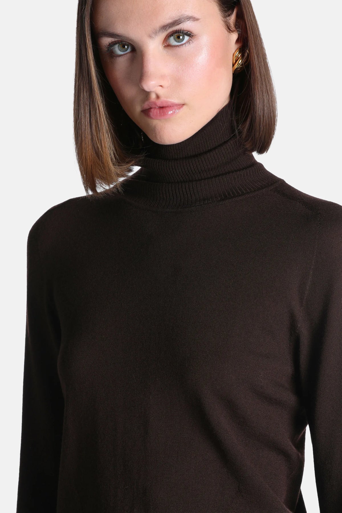 Luisa Spagnoli Marrone Women Manos - Wool Turtleneck SKU: MANOS F_0970 Image 03