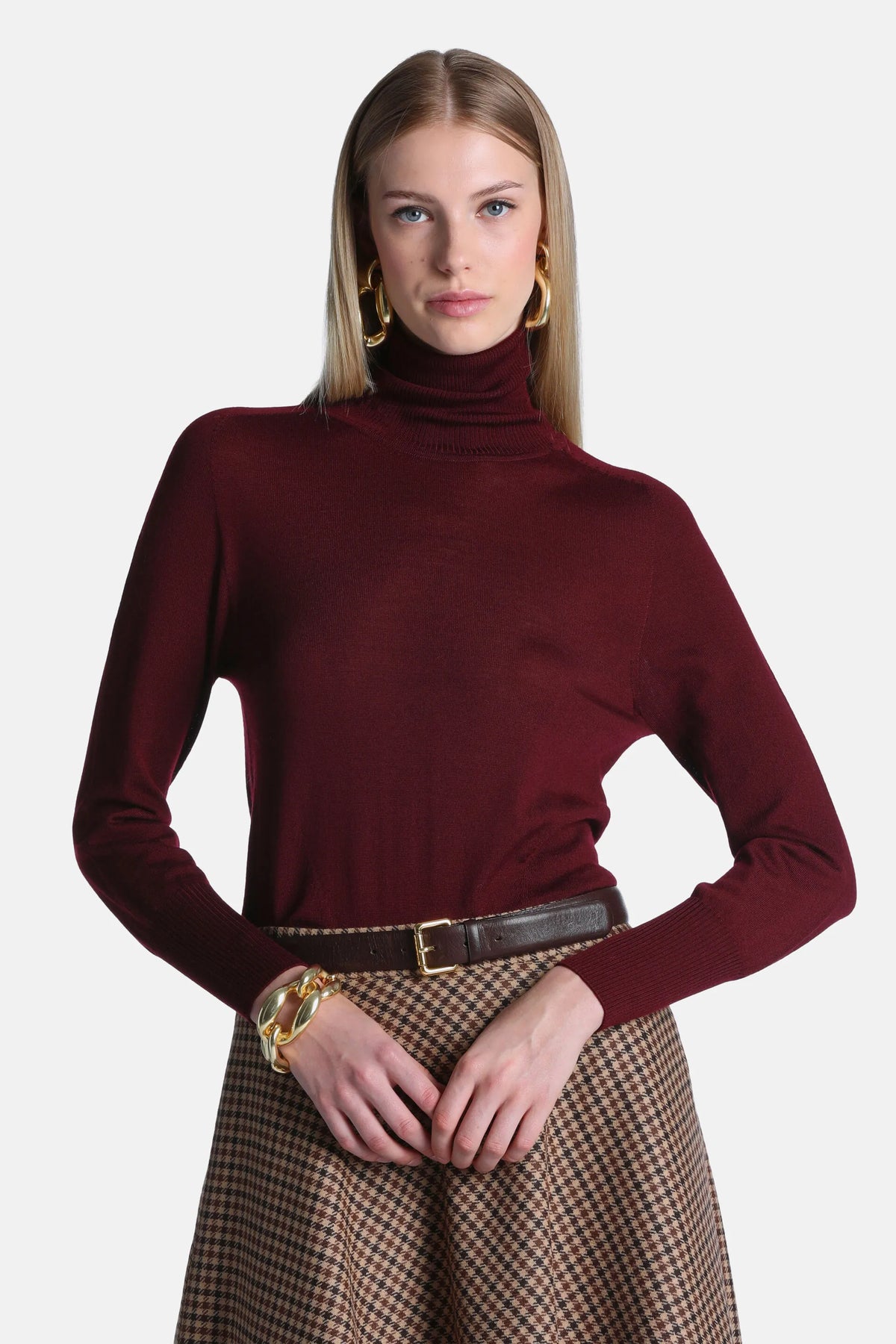 Luisa Spagnoli Bordeaux Women Manos - Wool Turtleneck SKU: MANOS F_2435 Image 01