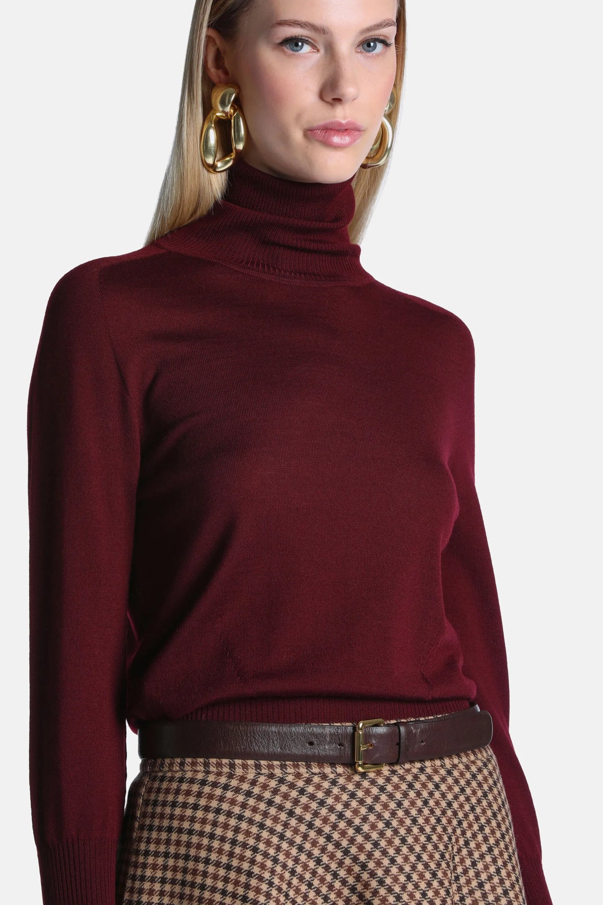 Luisa Spagnoli Bordeaux Women Manos - Wool Turtleneck SKU: MANOS F_2435 Image 03