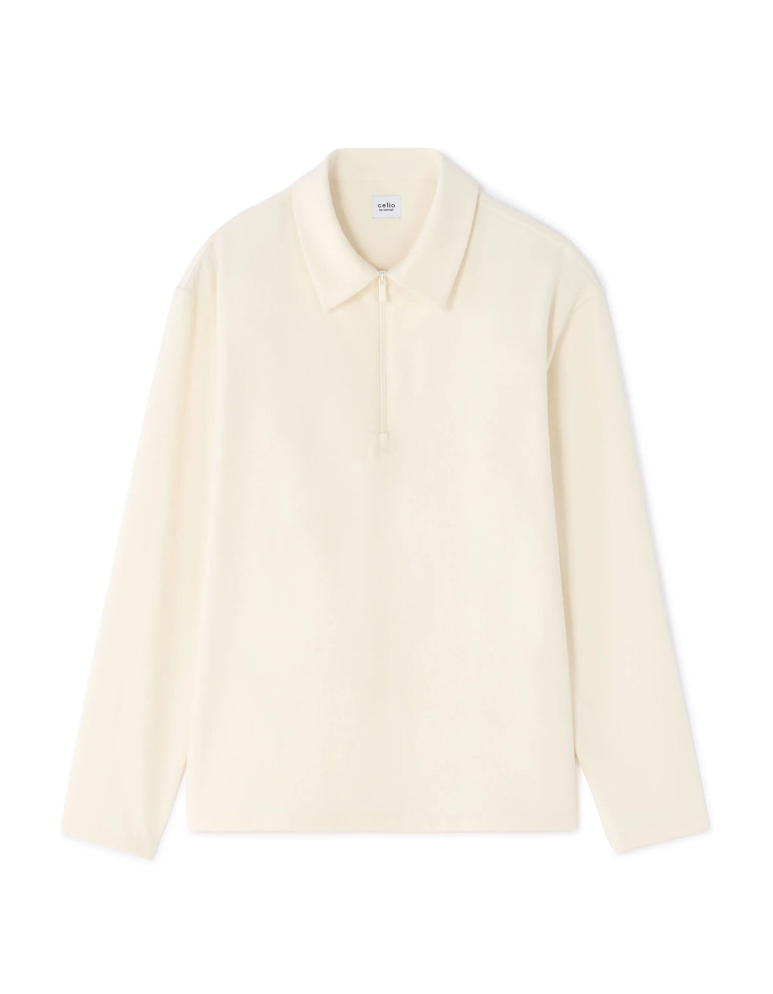 Celio_Ecru_Loose Zipped Shirt_MAORA_ECRU_01