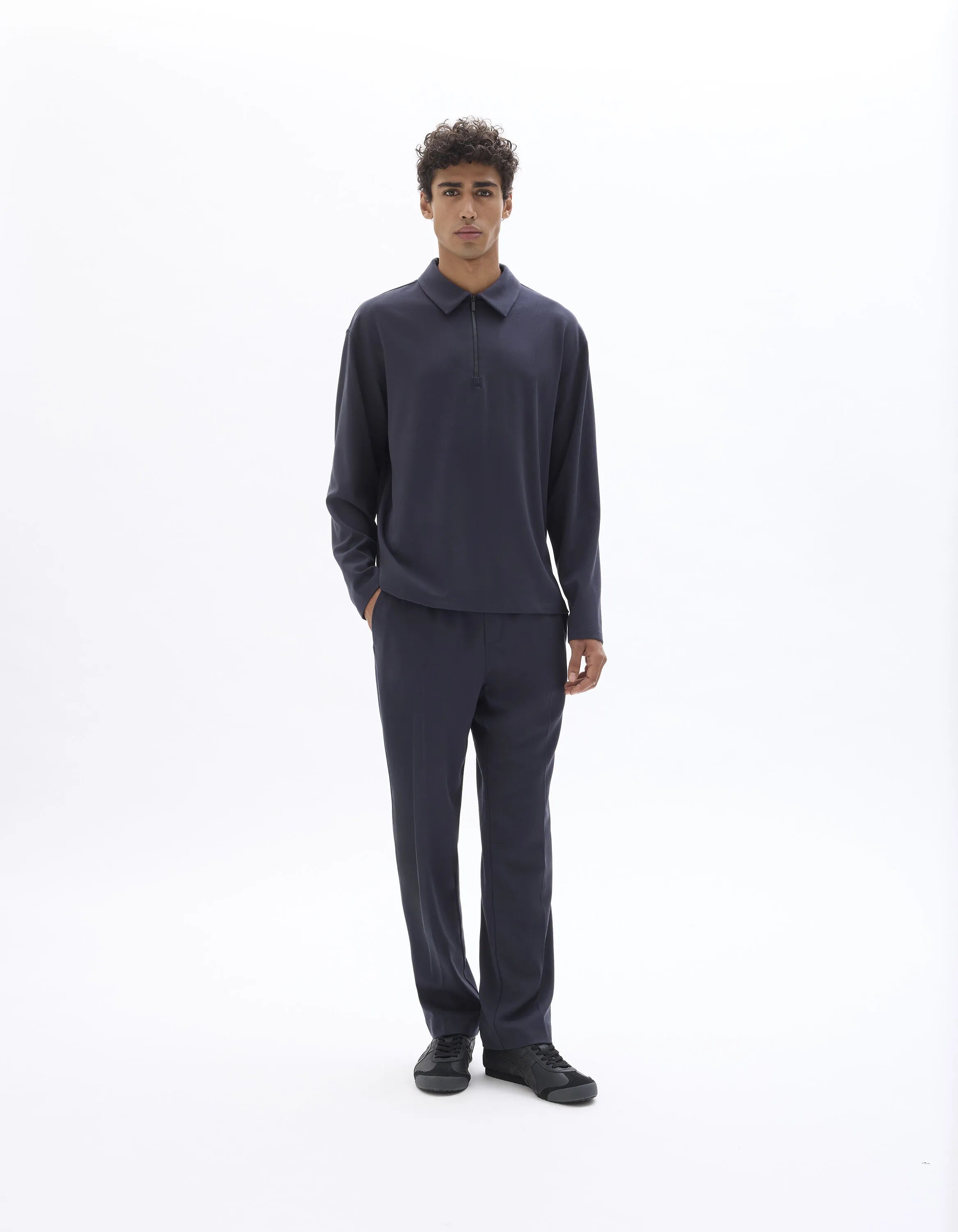 Celio_Navy_Loose Zipped Shirt_MAORA_NAVY_01