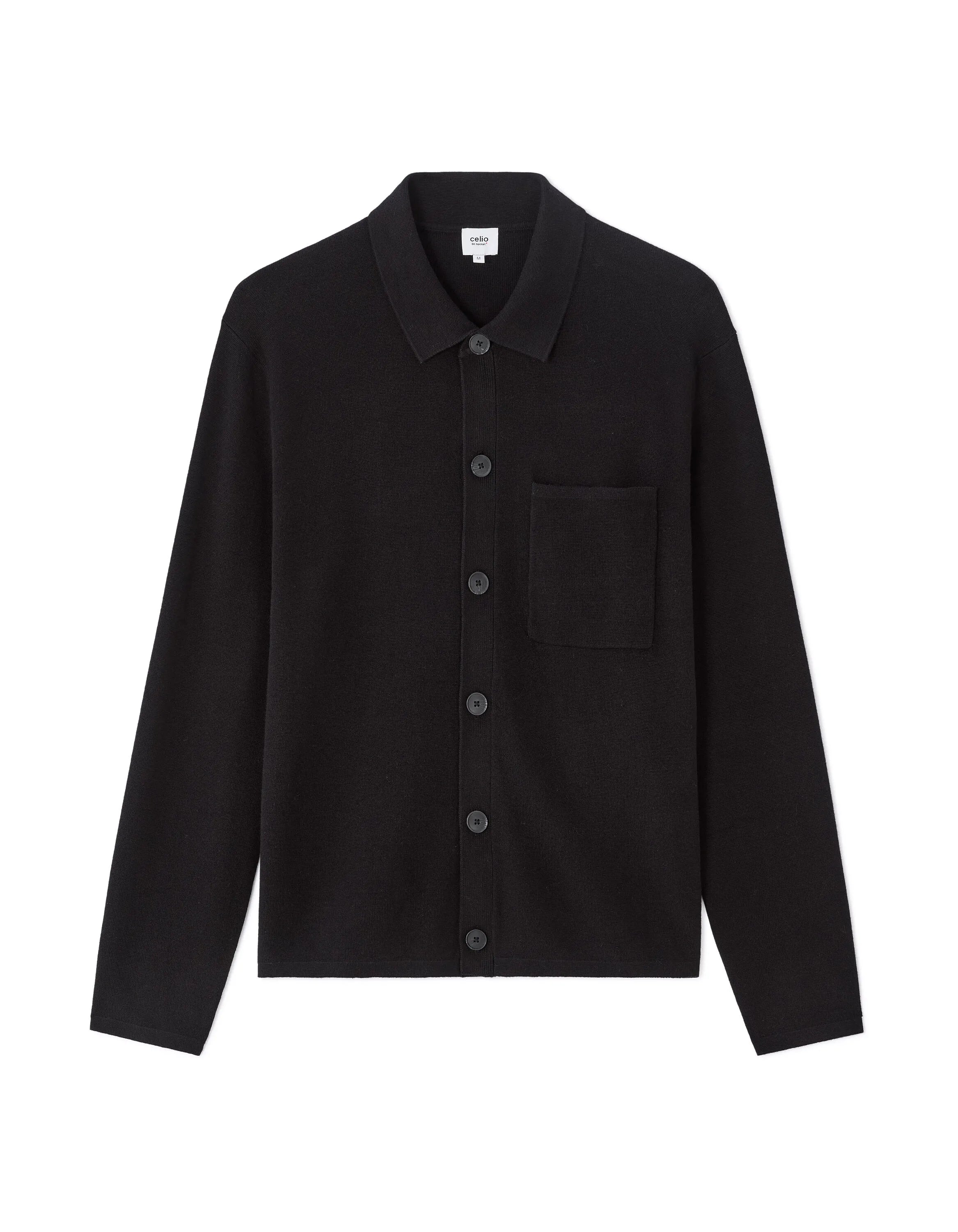 Celio_Black_Plain Knit Overshirt_MAOW_BLACK_07