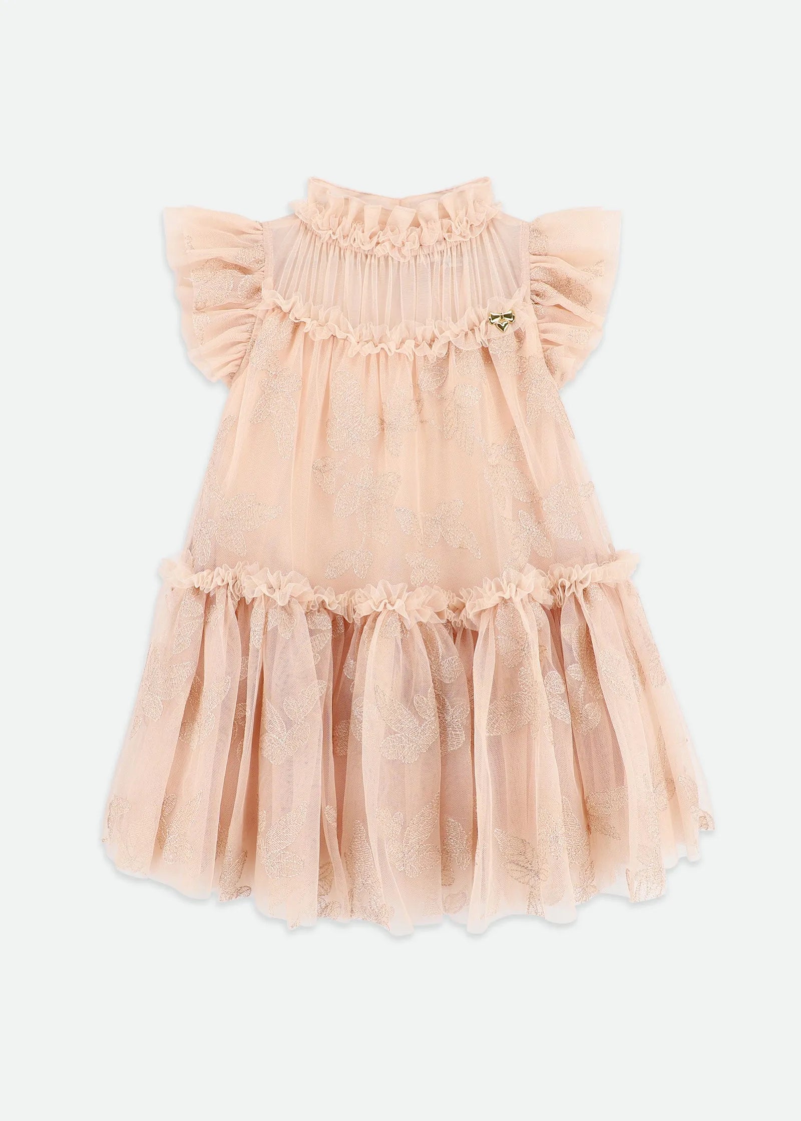 Angels Face 0 Girls Marietta Embroidered Leaf Tulle Dress Champagne SKU: MARIETTA_Champagne Image 01