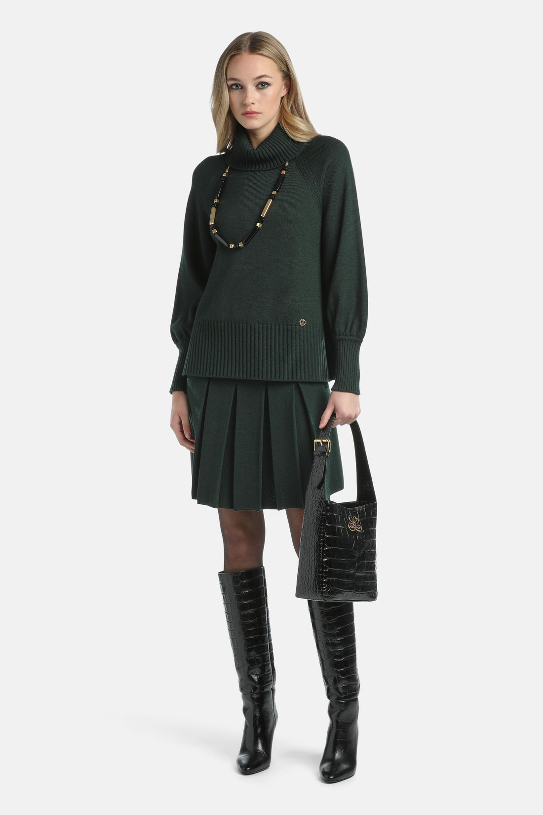 Luisa Spagnoli_Verde Bottiglia_Marsica - Knit Miniskirt_MARSICA_2050_06