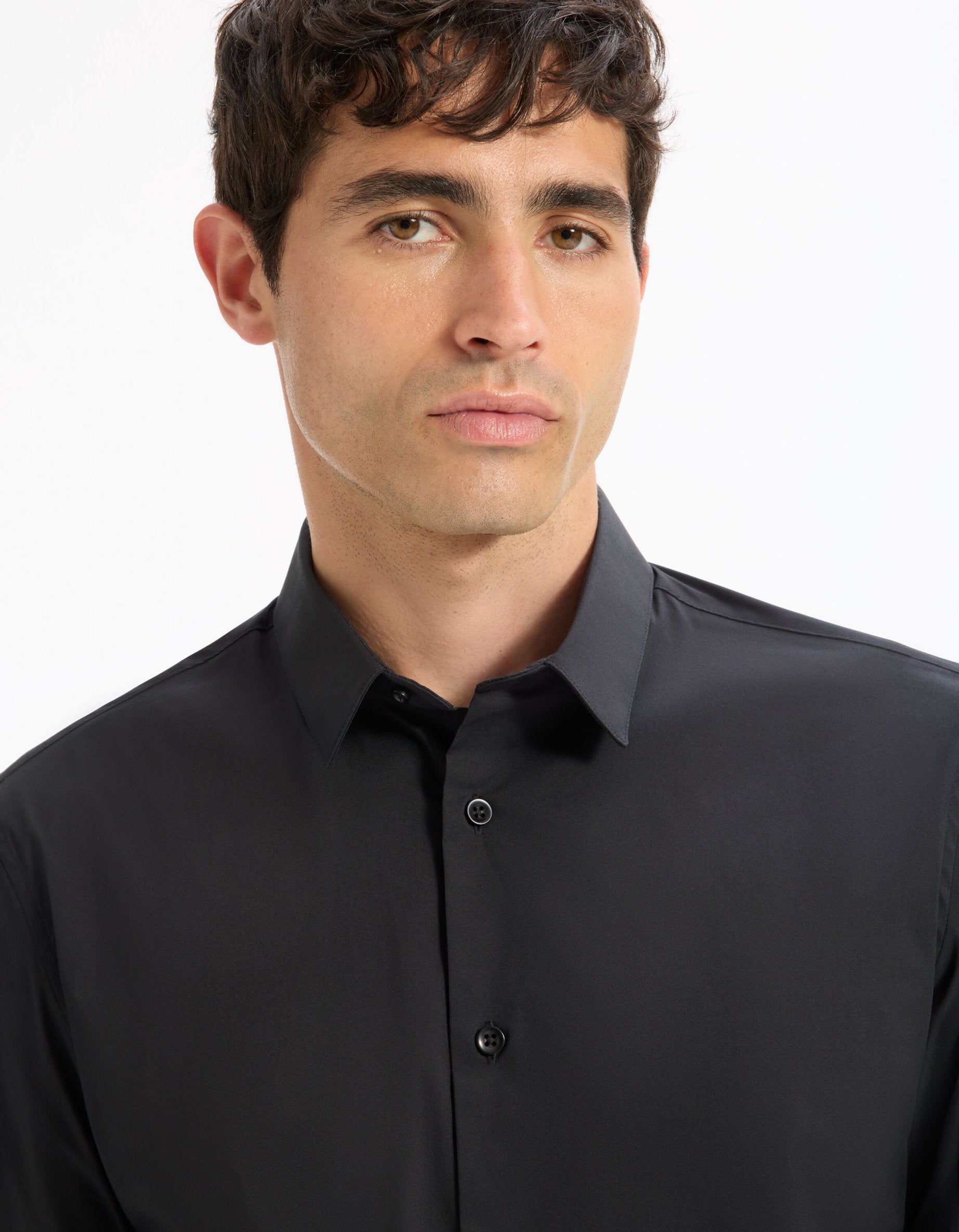 Celio_Black Regular Stretch Cotton Shirt_MASANTALRG_BLACK_03