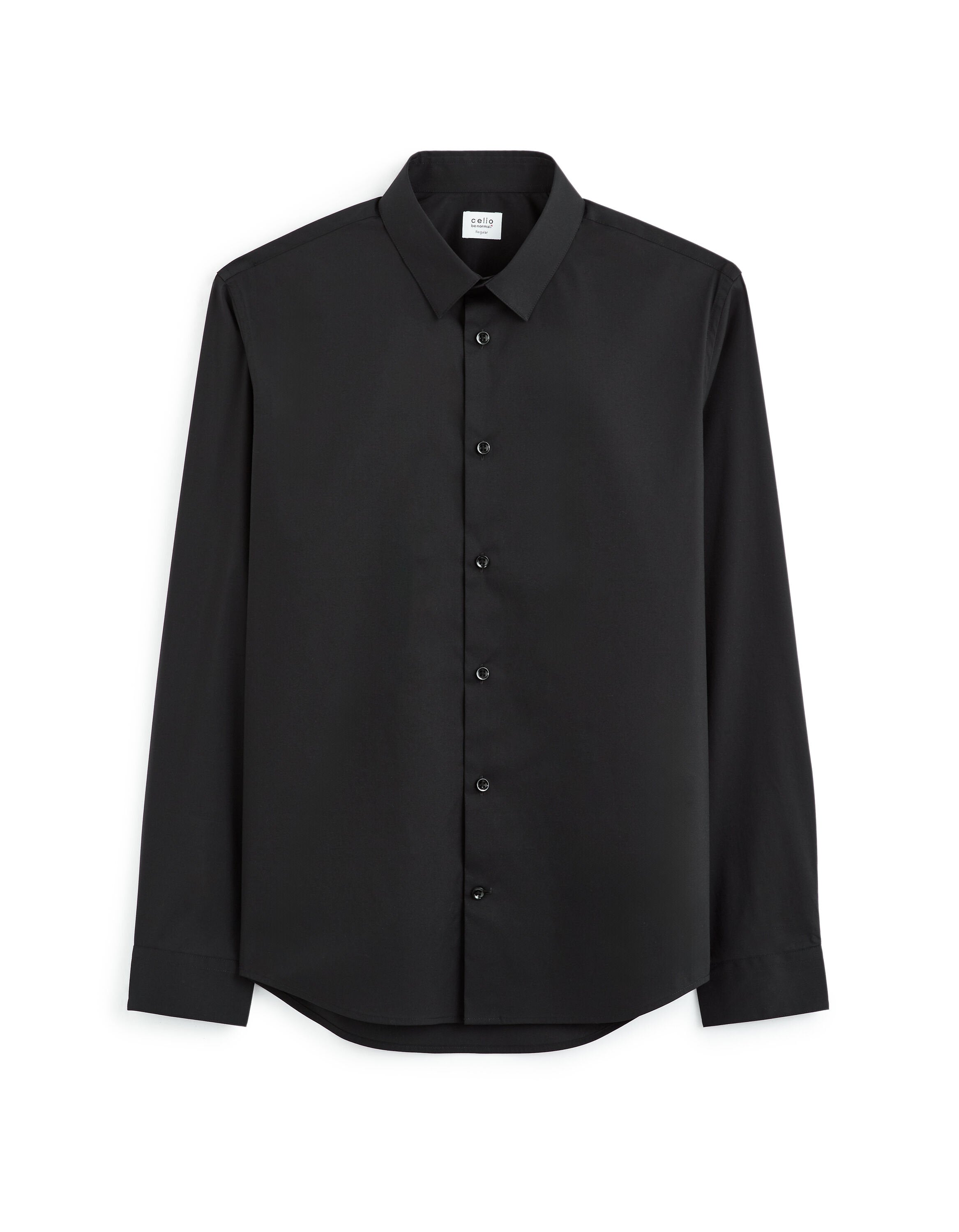 Celio_Black Regular Stretch Cotton Shirt_MASANTALRG_BLACK_04