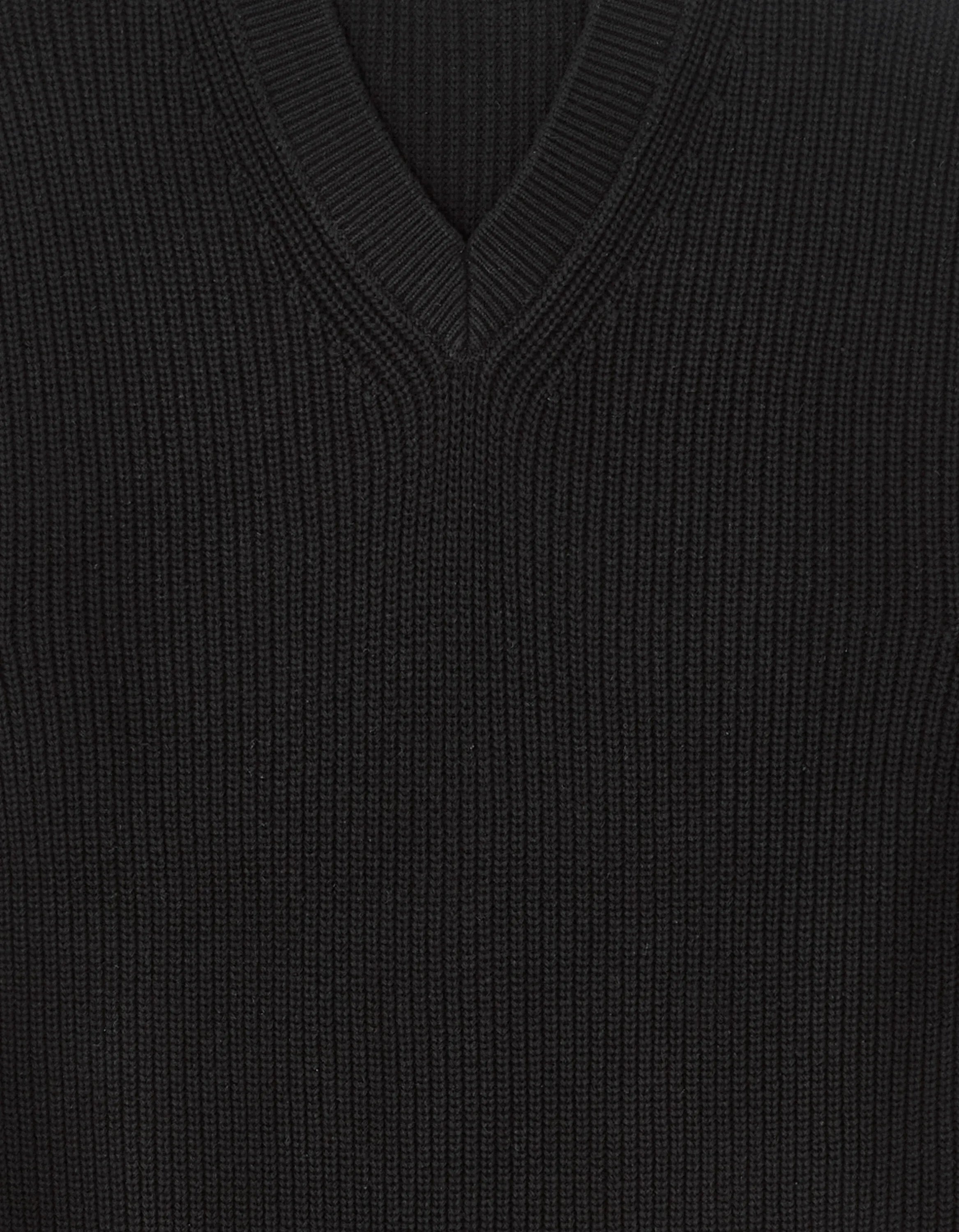 Celio_Black_100% Cotton Pearl Knit V-Neck Sweater_MEAUSTI_BLACK_05