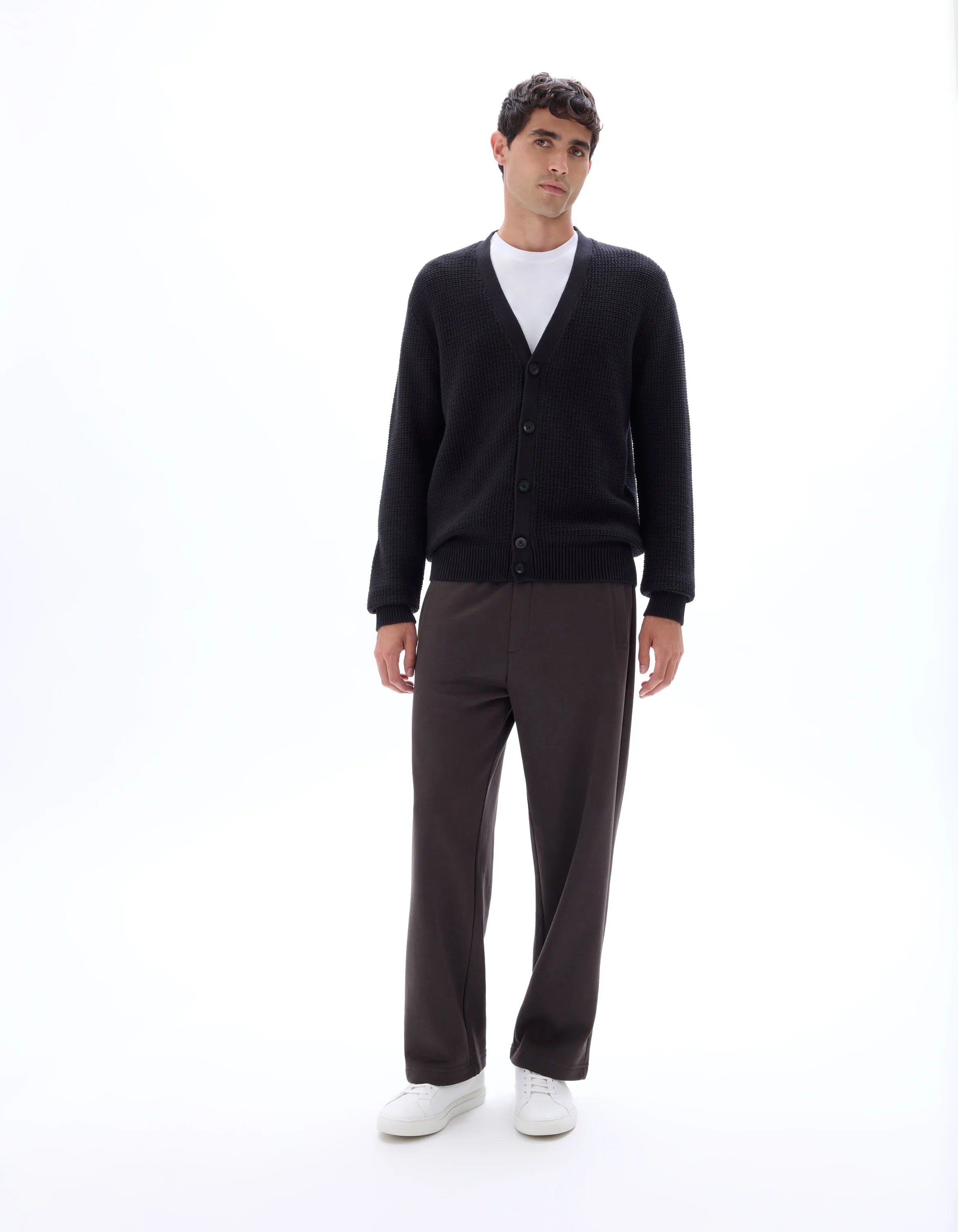 Celio_Black_100% Cotton Fancy Knit Cardigan_MECARD_BLACK_01