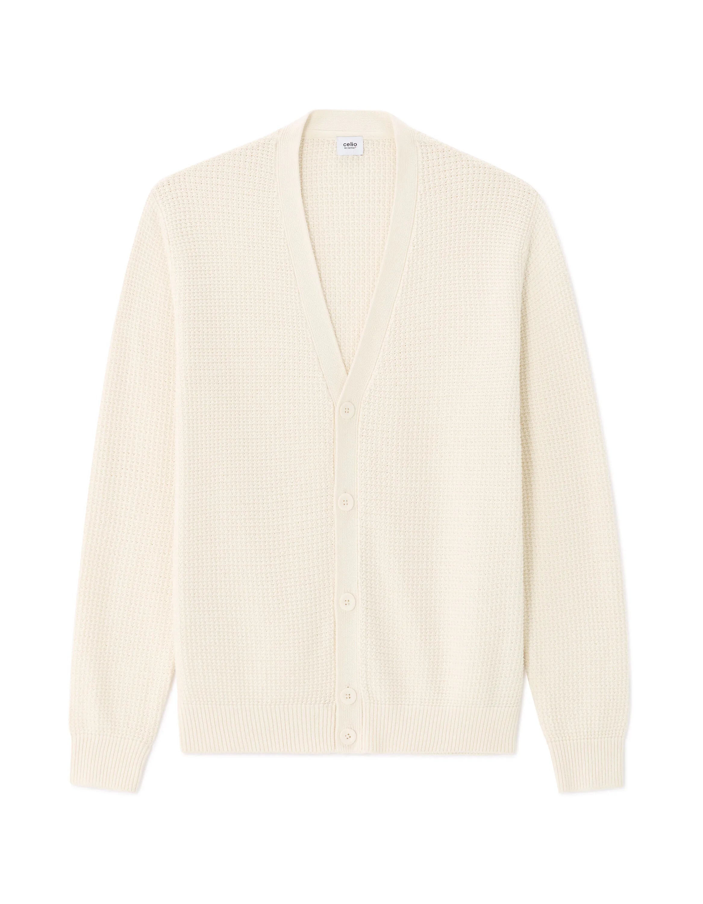 Celio_Ecru_100% Cotton Fancy Knit Cardigan_MECARD_ECRU_07