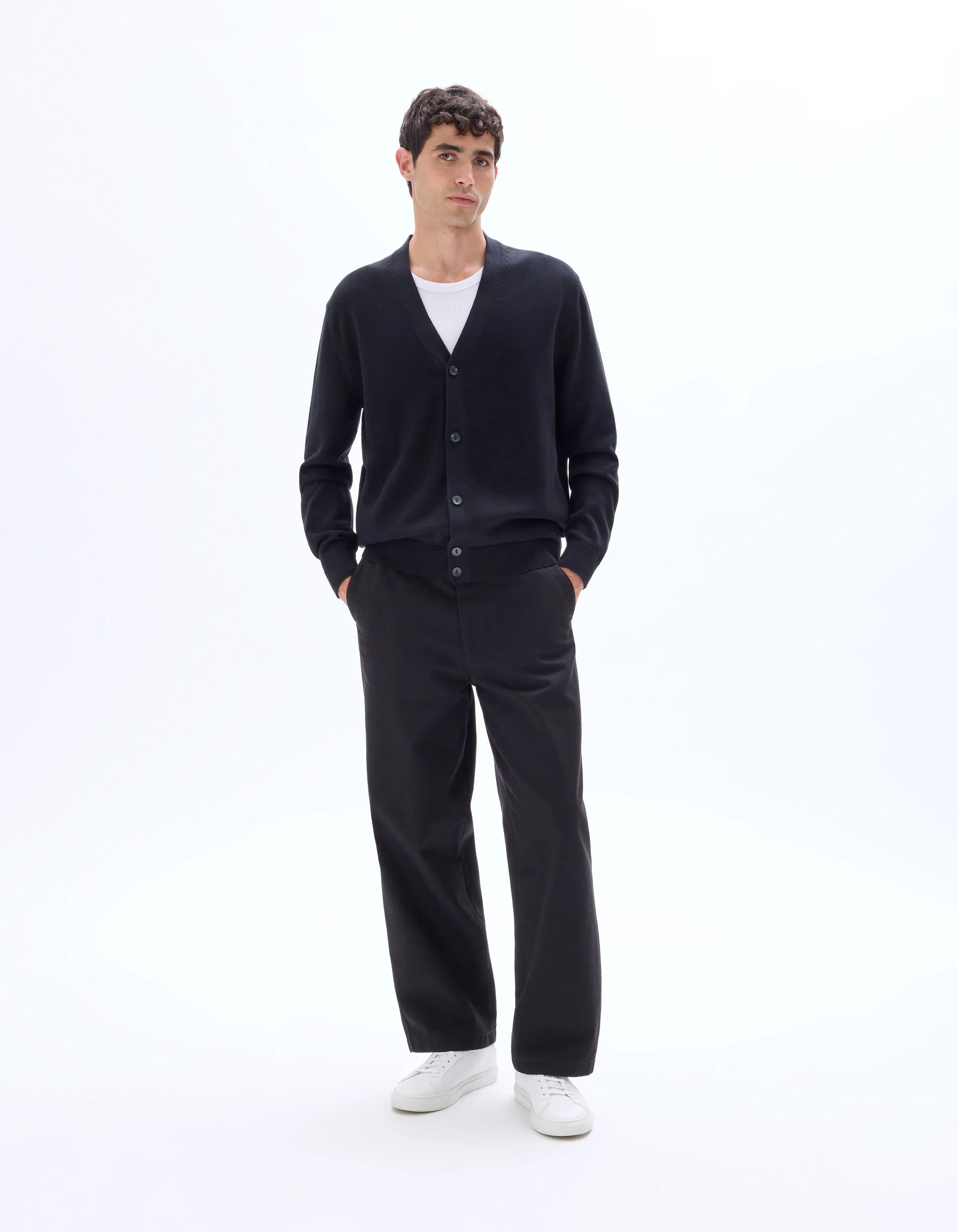 Celio_Black_100% Cotton Cardigan_MECOTON_BLACK_01