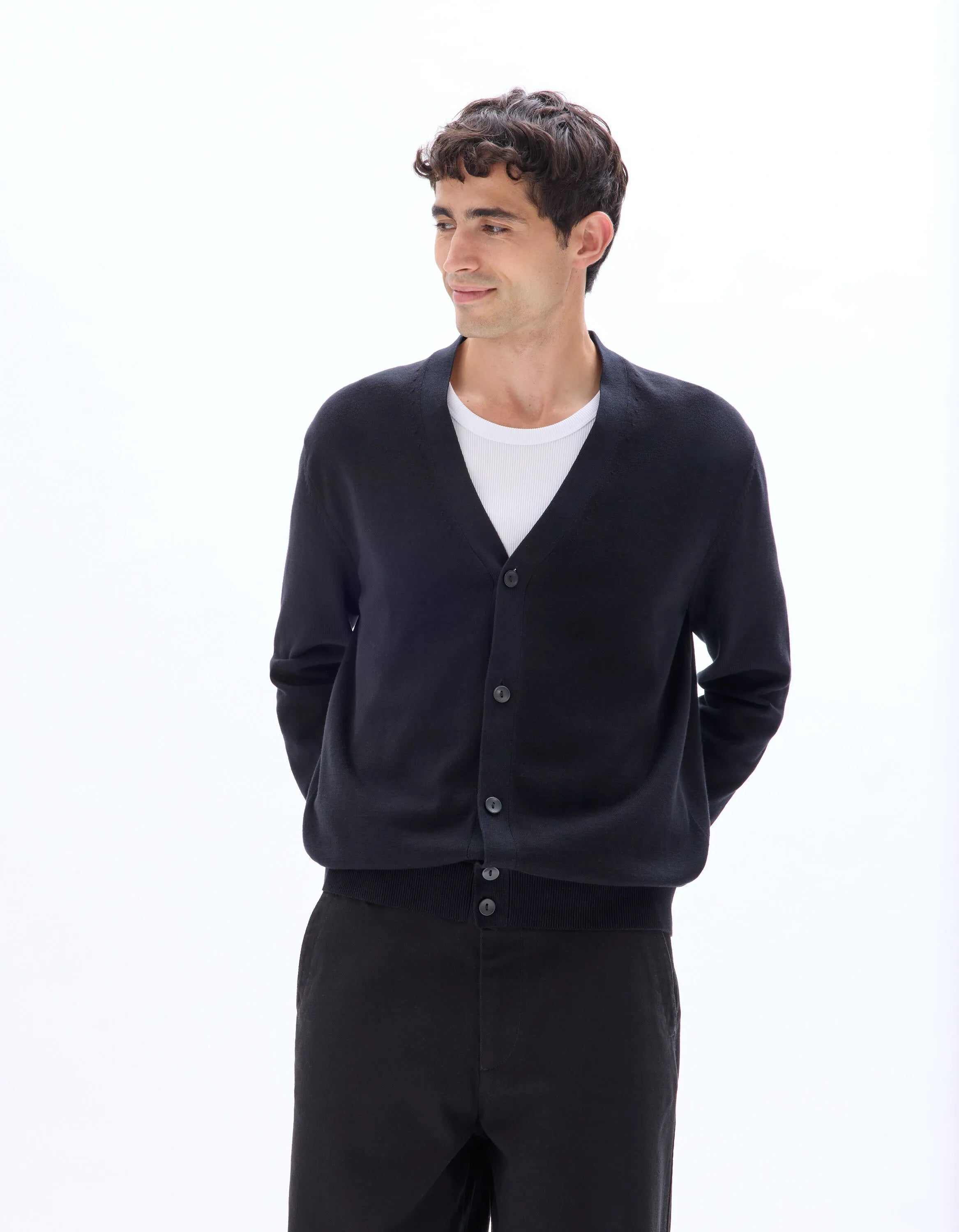 Celio_Black_100% Cotton Cardigan_MECOTON_BLACK_02