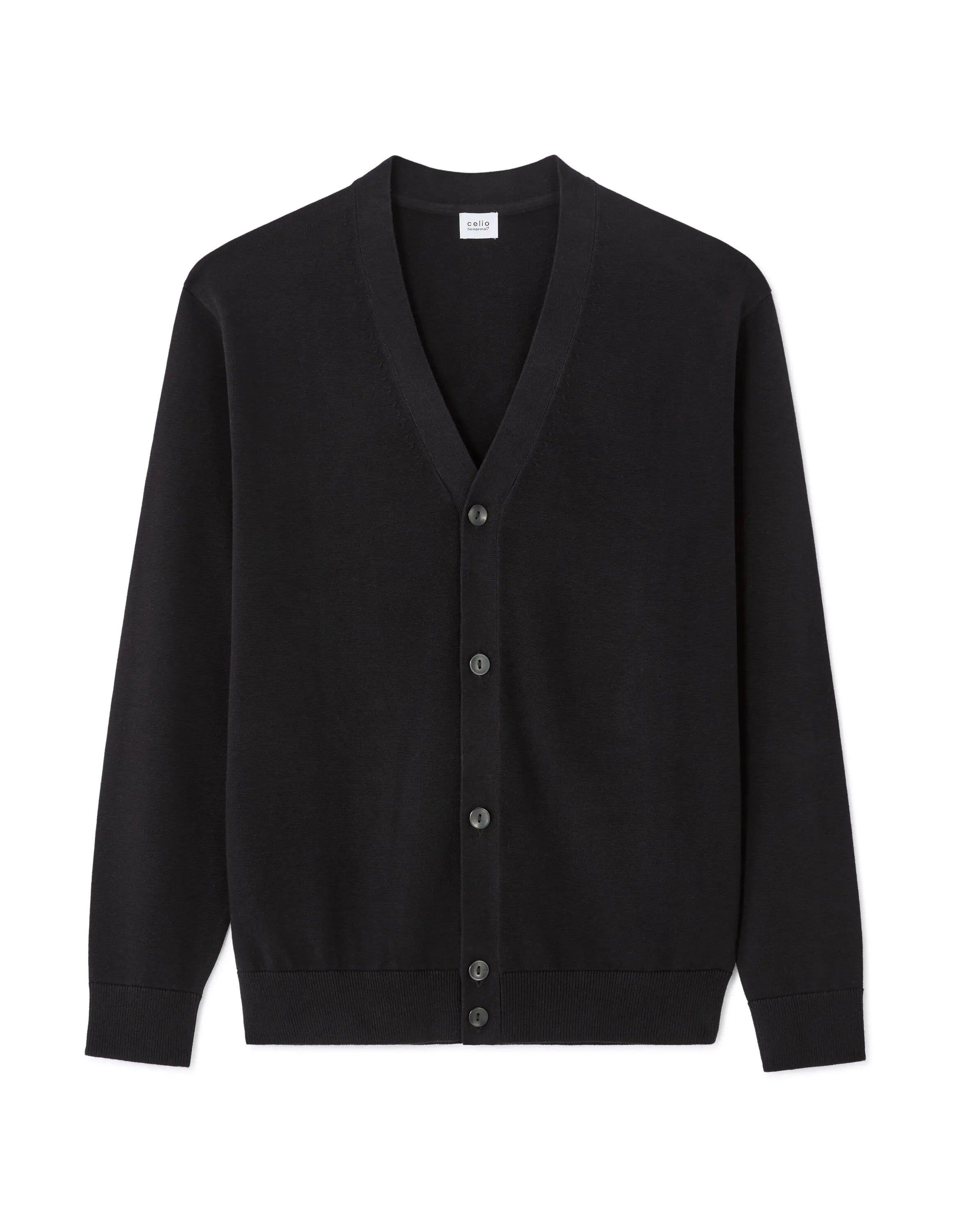 Celio_Black_100% Cotton Cardigan_MECOTON_BLACK_07