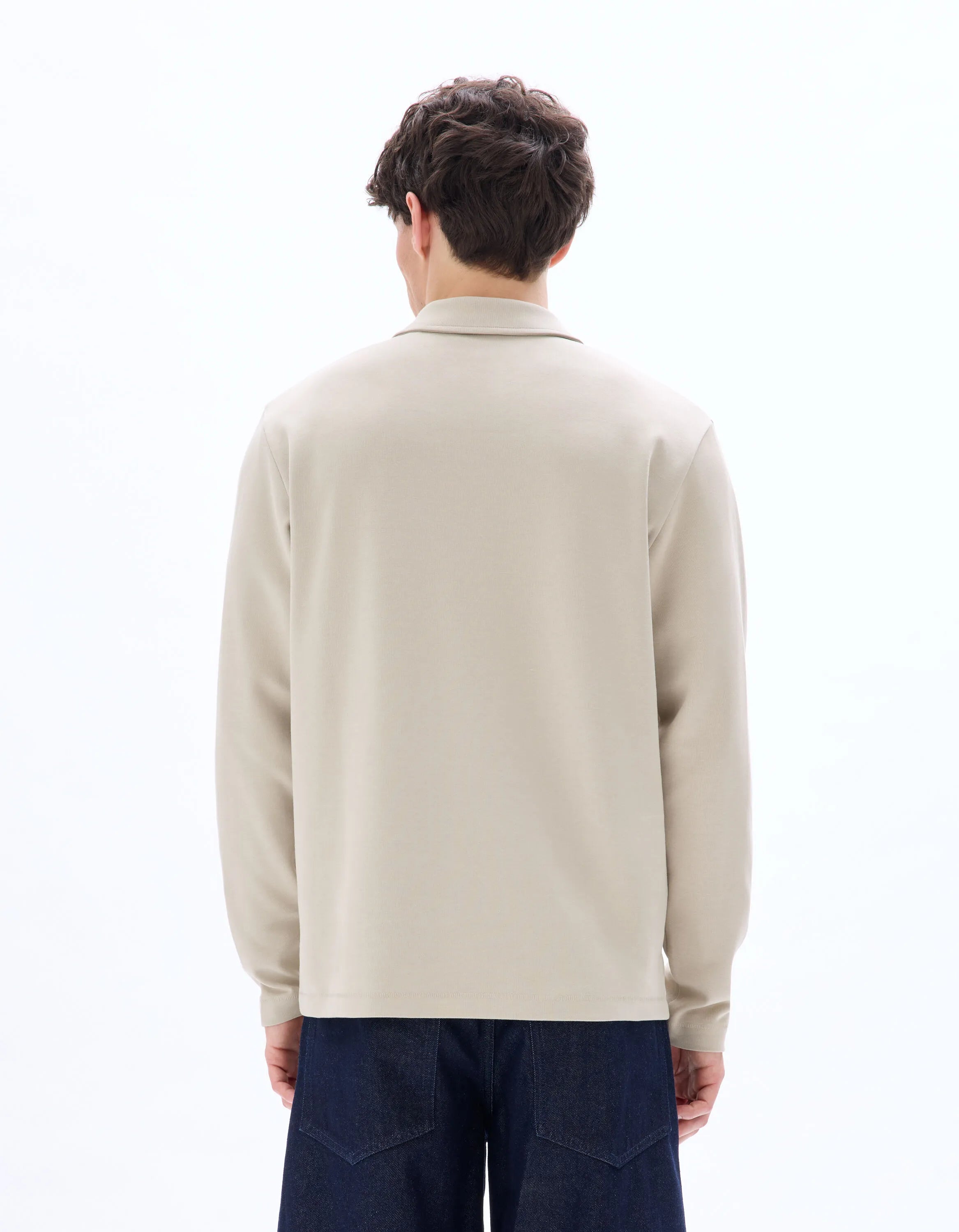 Celio_Beige Humus_Regular Long-Sleeved Jersey Polo Shirt_MEDORT_BEIGE HUMUS_03