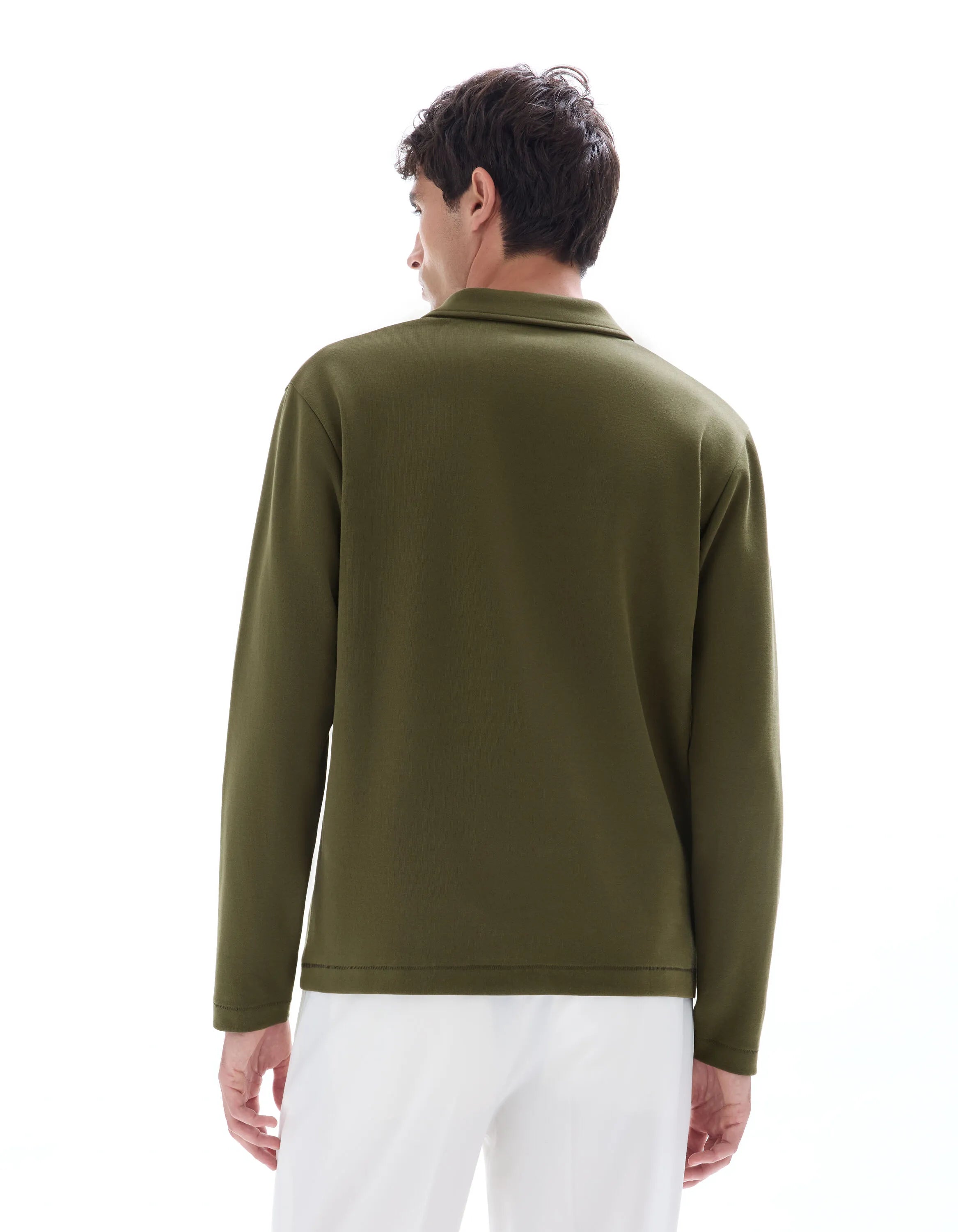 Celio_Kaki_Regular Long-Sleeved Jersey Polo Shirt_MEDORT_KAKI_03