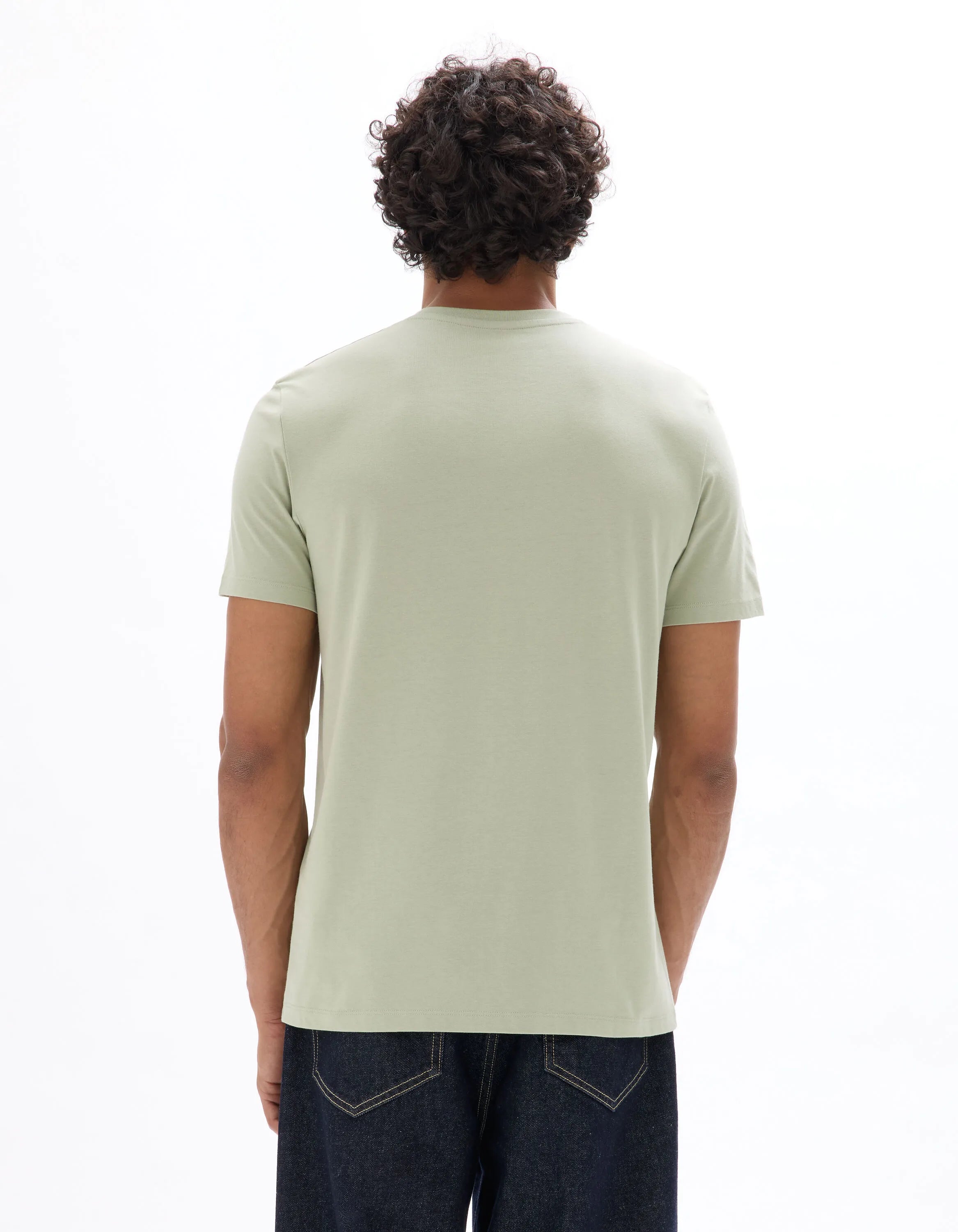 Celio_Sauge_Regular Crew Neck T-Shirt 100% Cotton Asian Print_MEJEWAVE_SAUGE_03