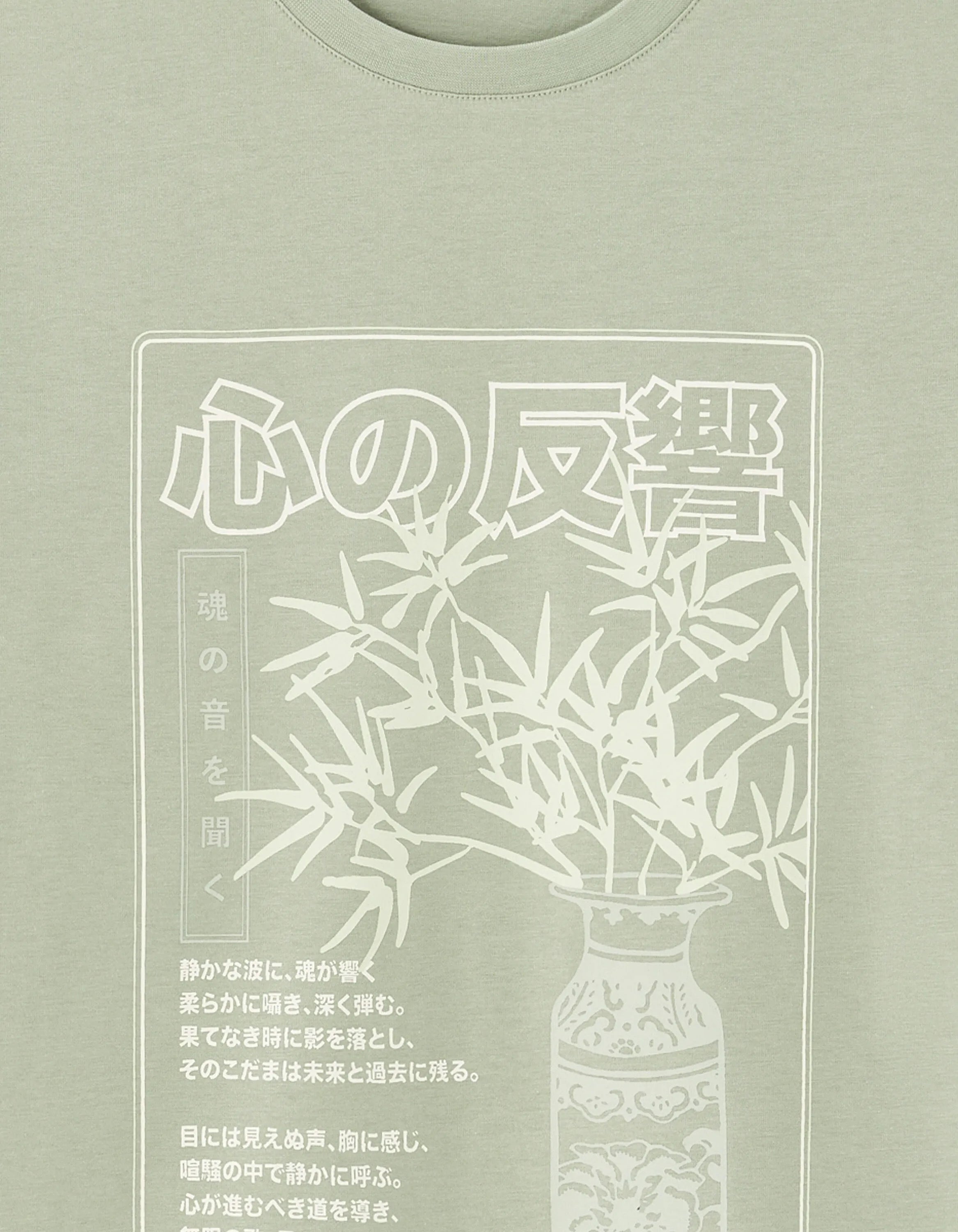 Celio_Sauge_Regular Crew Neck T-Shirt 100% Cotton Asian Print_MEJEWAVE_SAUGE_04