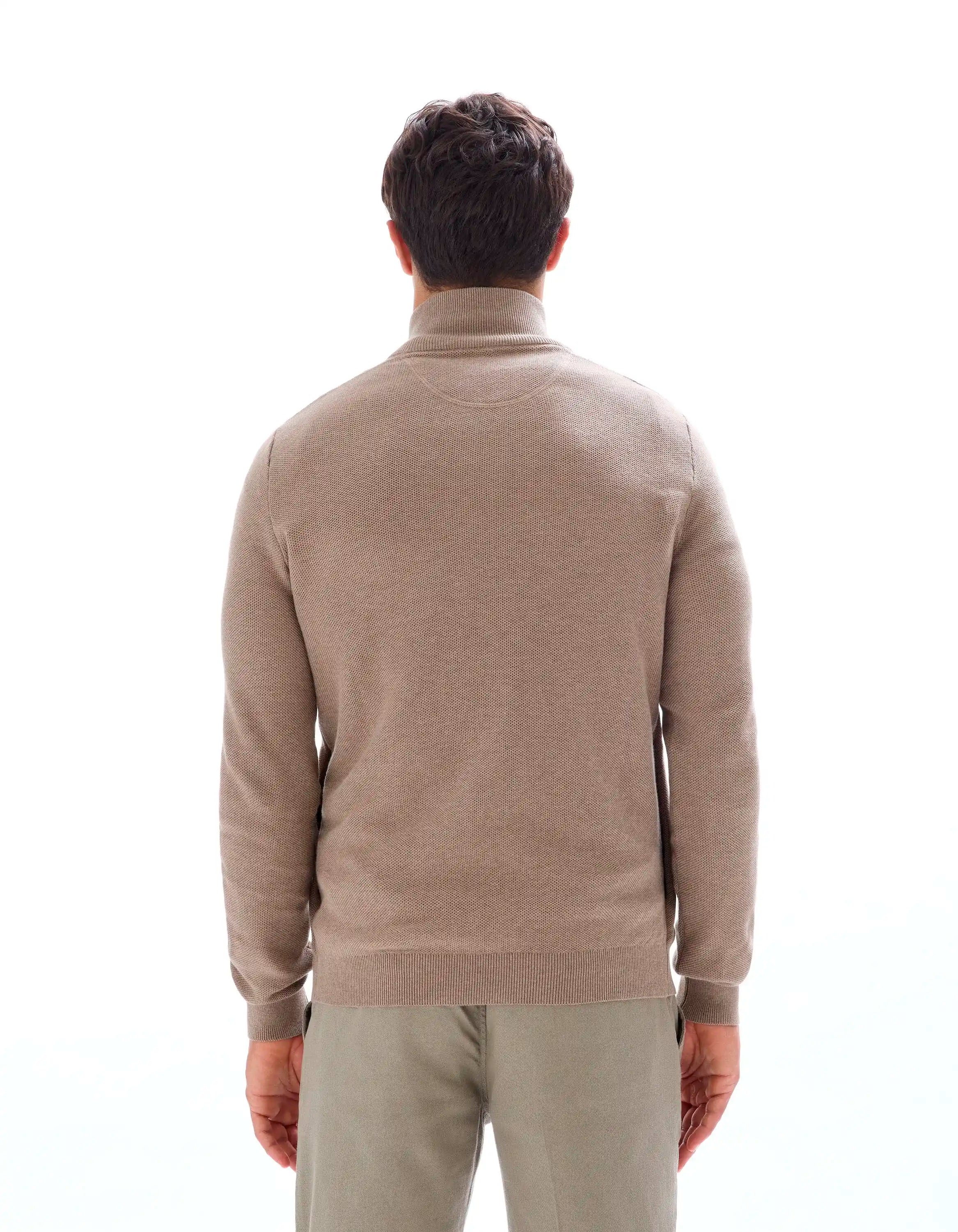 Celio_Beige Humus_Zipped Trucker Collar Cardigan 100% Cotton_MELIMZIP_BEIGE HUMUS_03