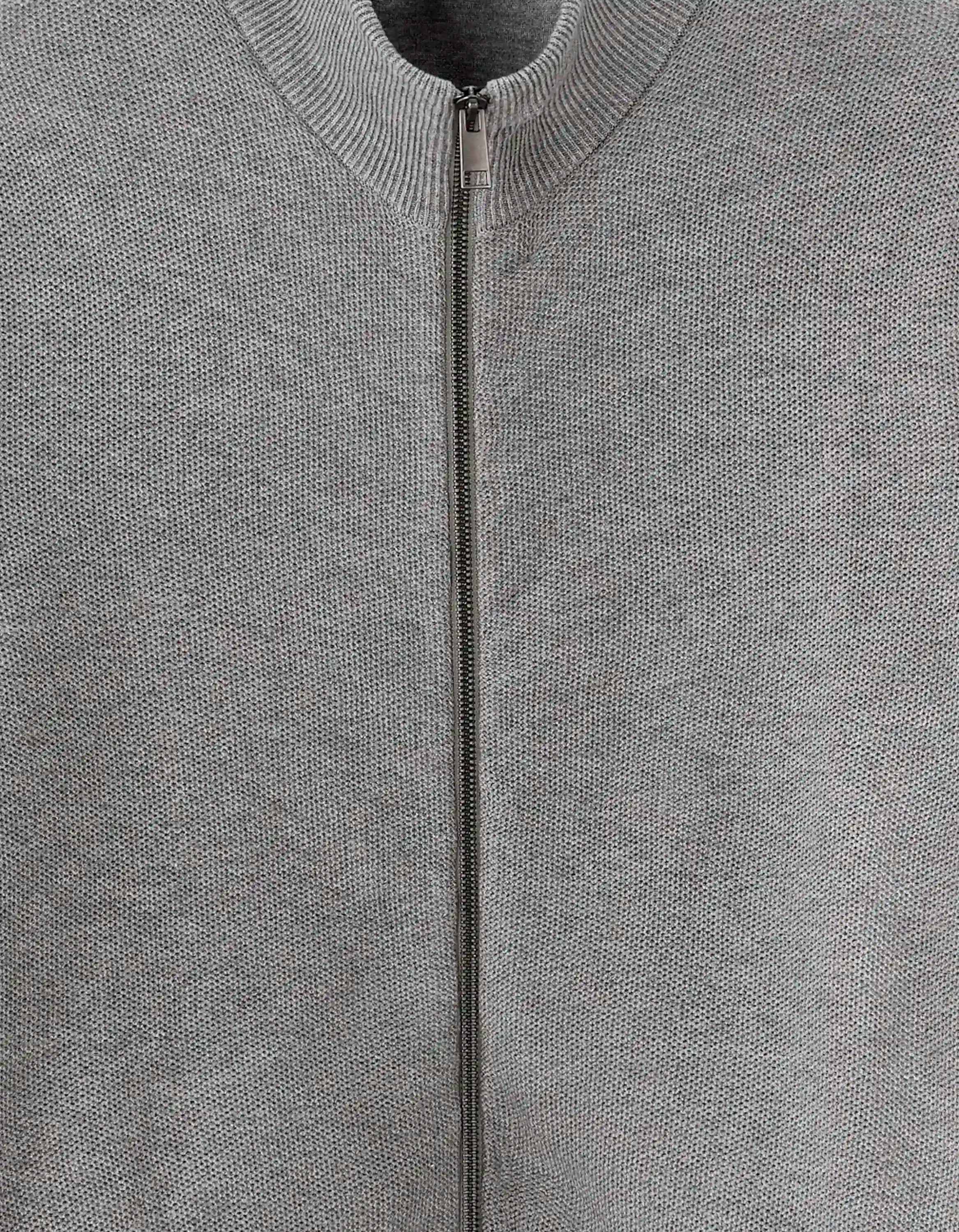 Celio_Mid Grey_100% Cotton Pique Knit Cardigan_MELIMZIP_MID GREY_05