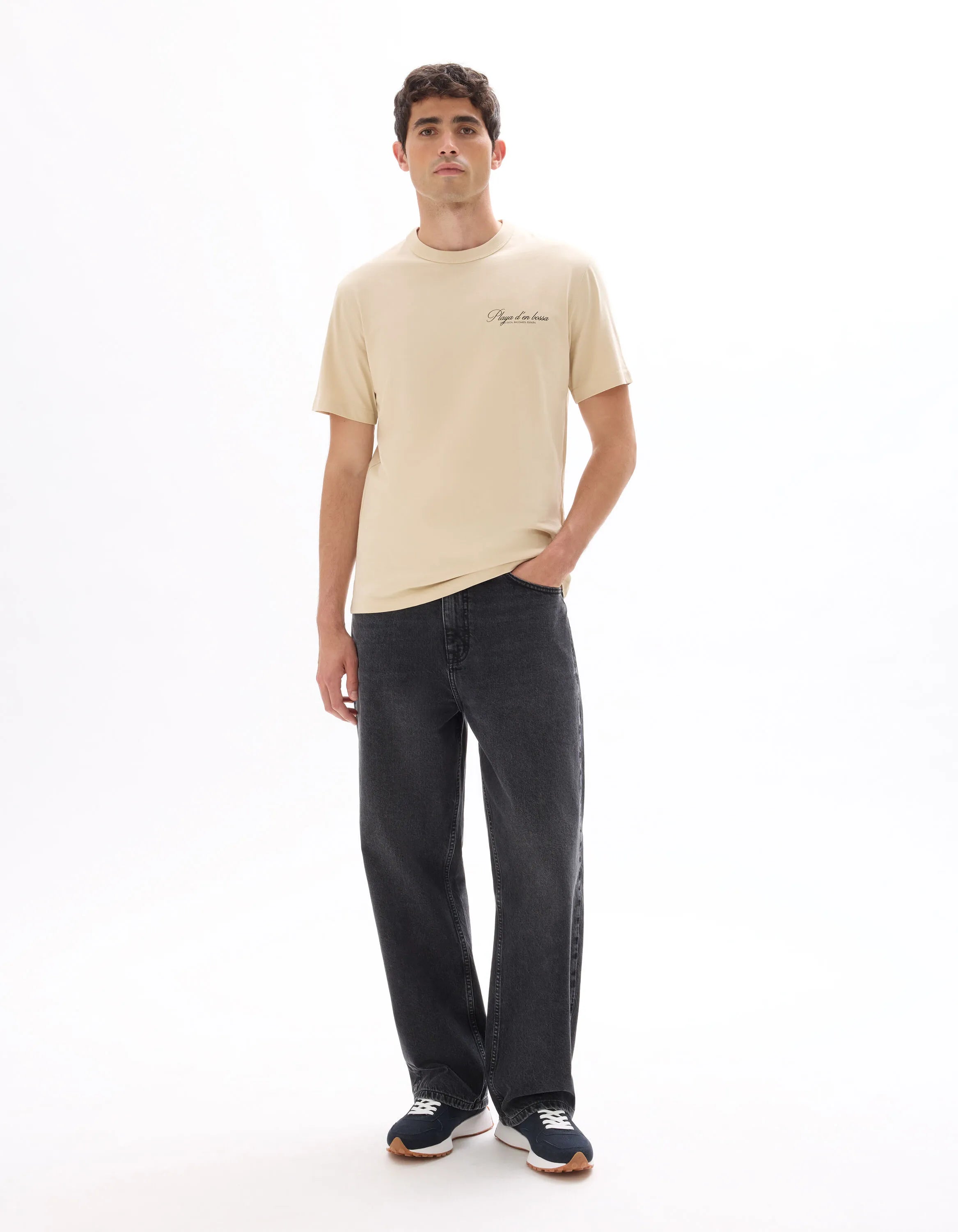 Celio_Beige_100% Cotton City Print Boxy Crew Neck T-Shirt_MEMILIBU_BEIGE_01