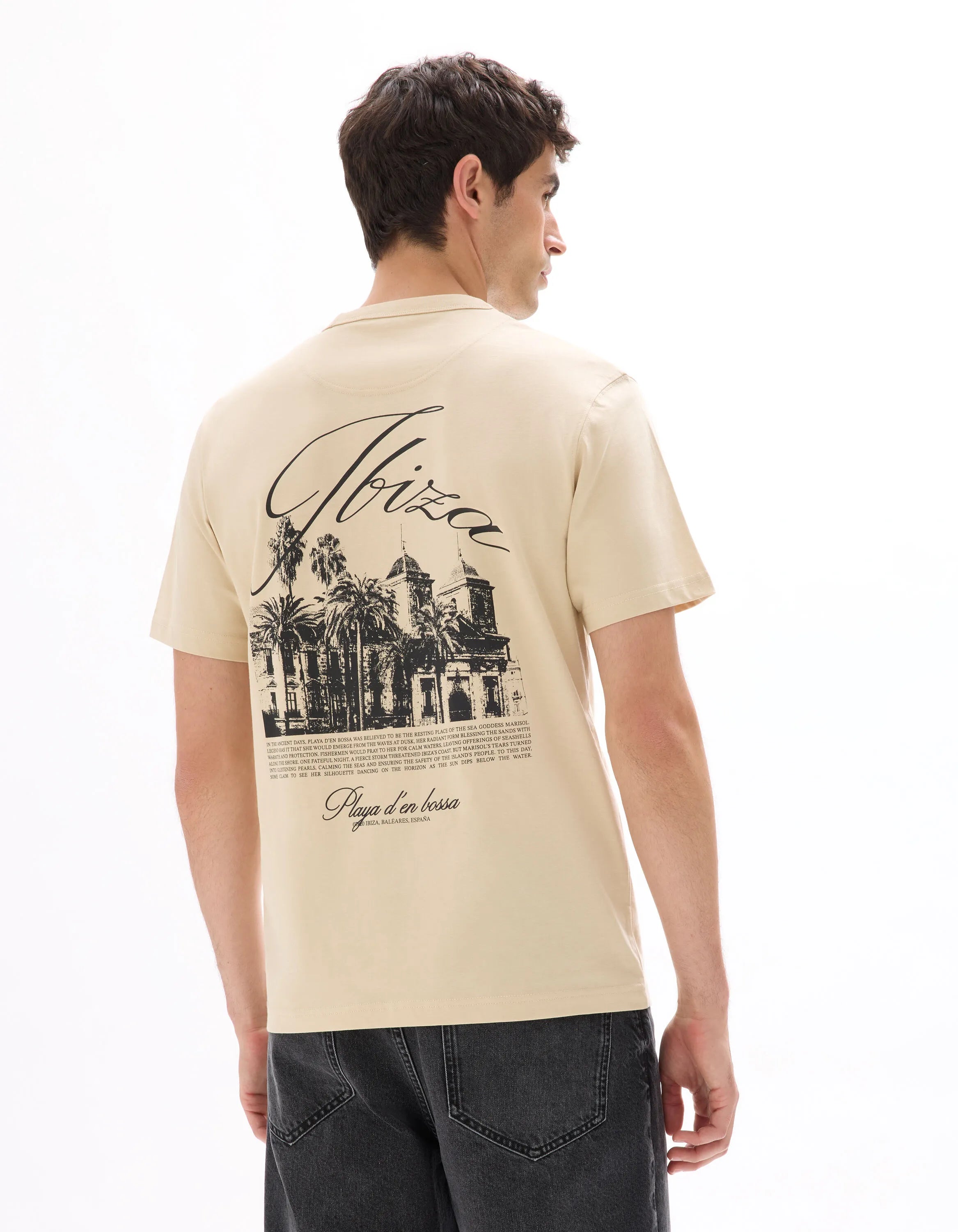 Celio_Beige_100% Cotton City Print Boxy Crew Neck T-Shirt_MEMILIBU_BEIGE_03