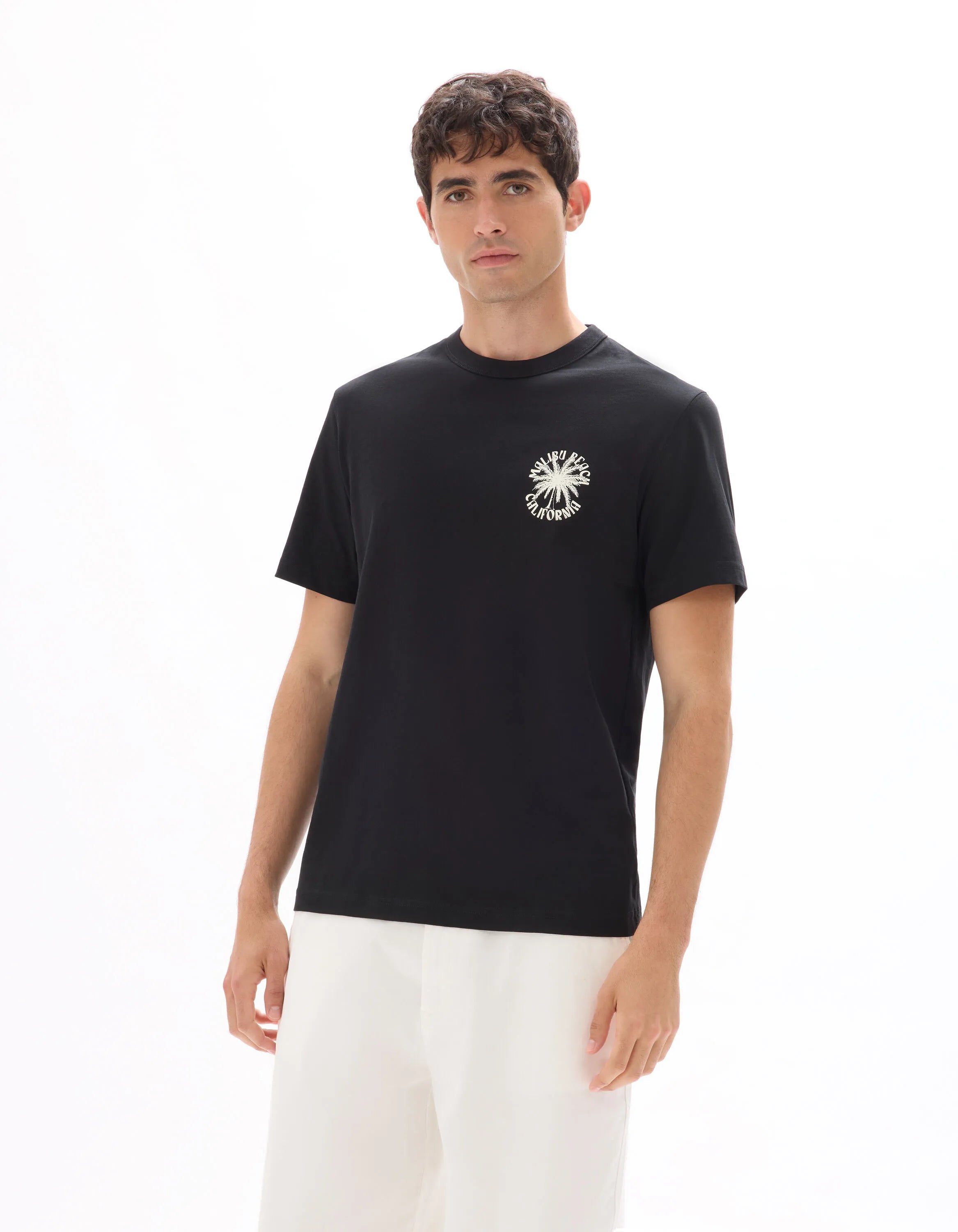 Celio_Black_100% Cotton City Print Boxy Crew Neck T-Shirt_MEMILIBU_BLACK_02