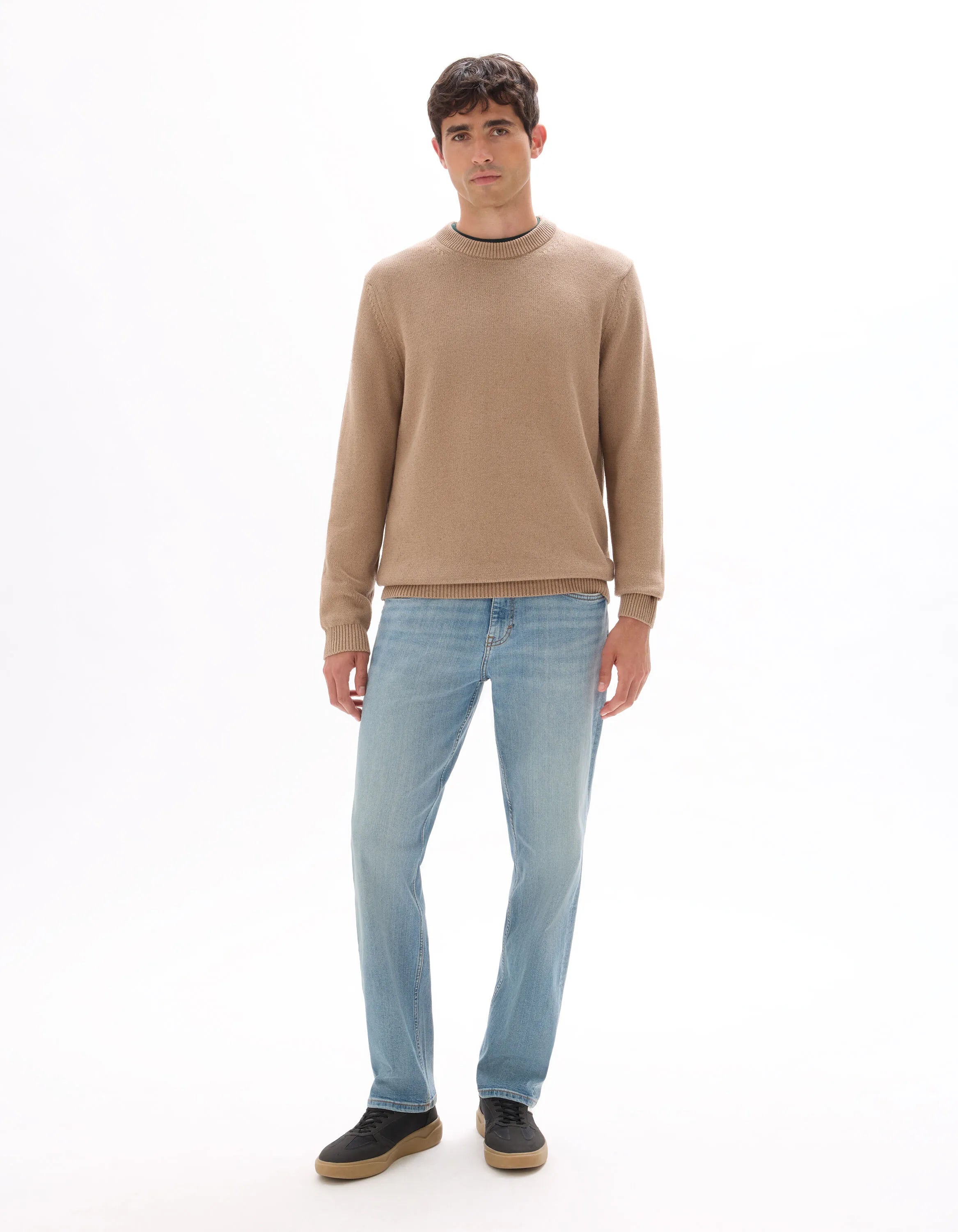 Celio_Beige Humus_NepsŽ Cotton Blend Crew Neck Sweater_MENEPS_BEIGE HUMUS_01