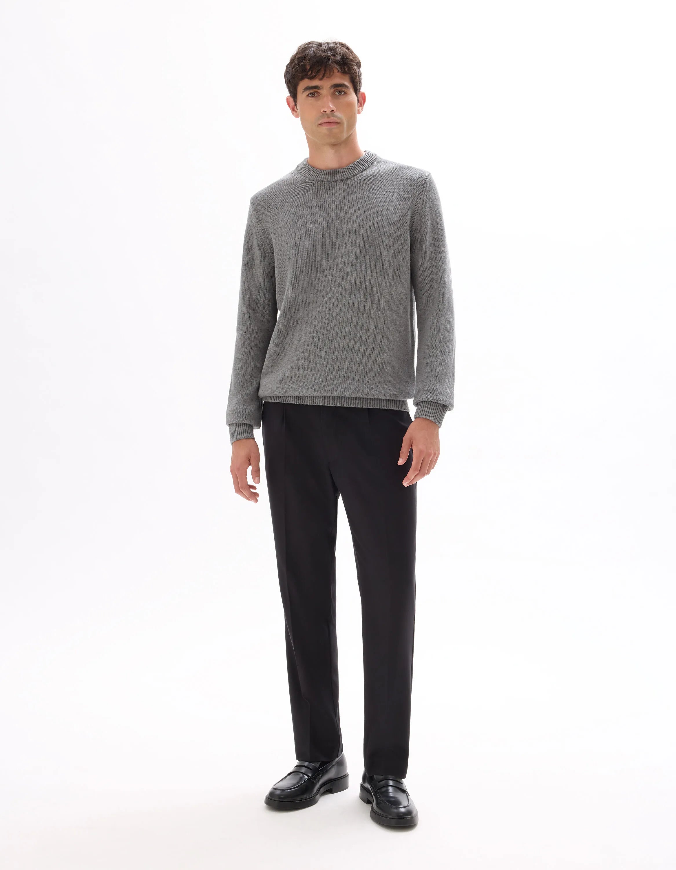Celio_Mid Grey_NepsŽ Cotton Blend Crew Neck Sweater_MENEPS_MID GREY_01