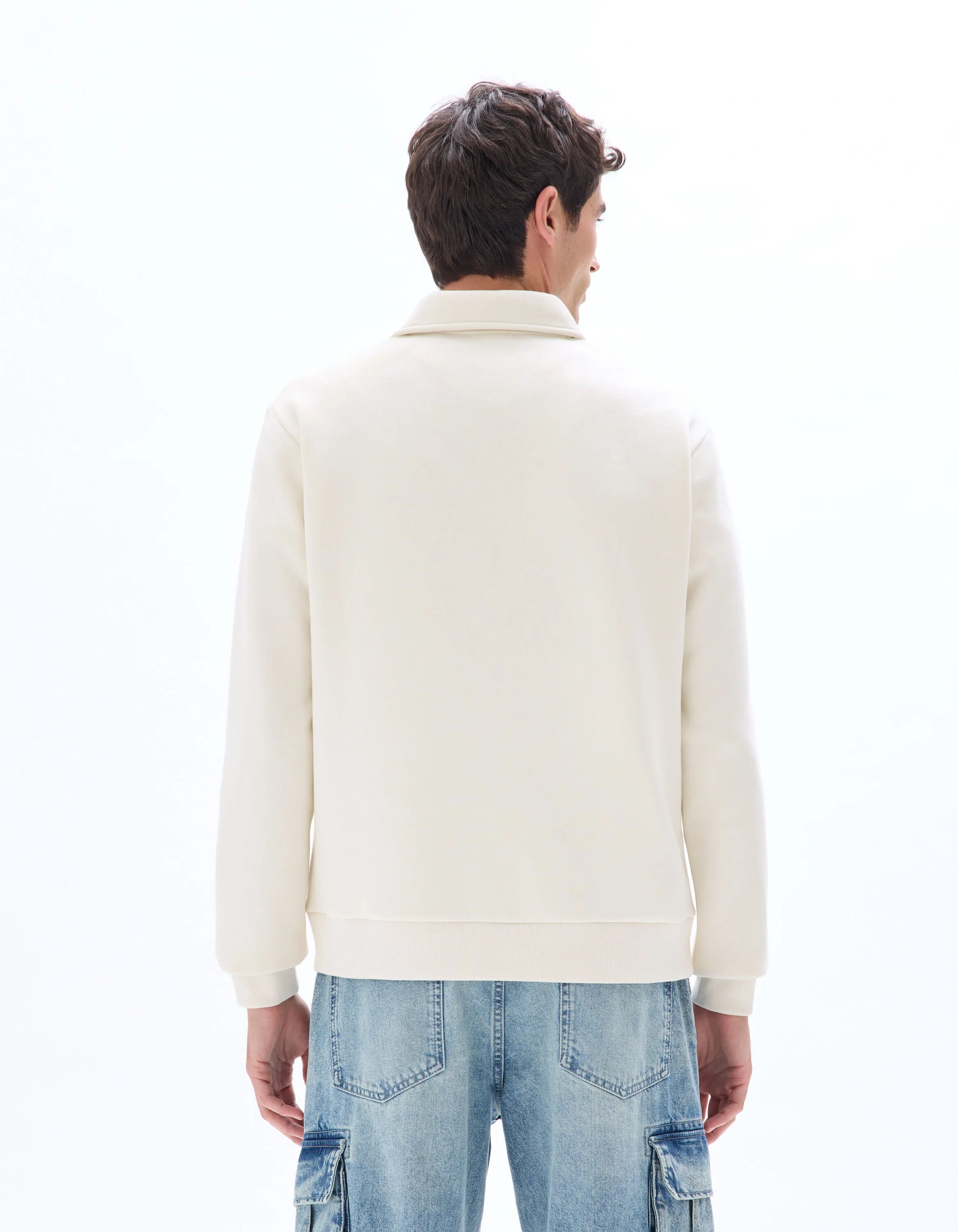 Celio_Ecru_Regular Polo Collar Sweatshirt_MEPLO_ECRU_03