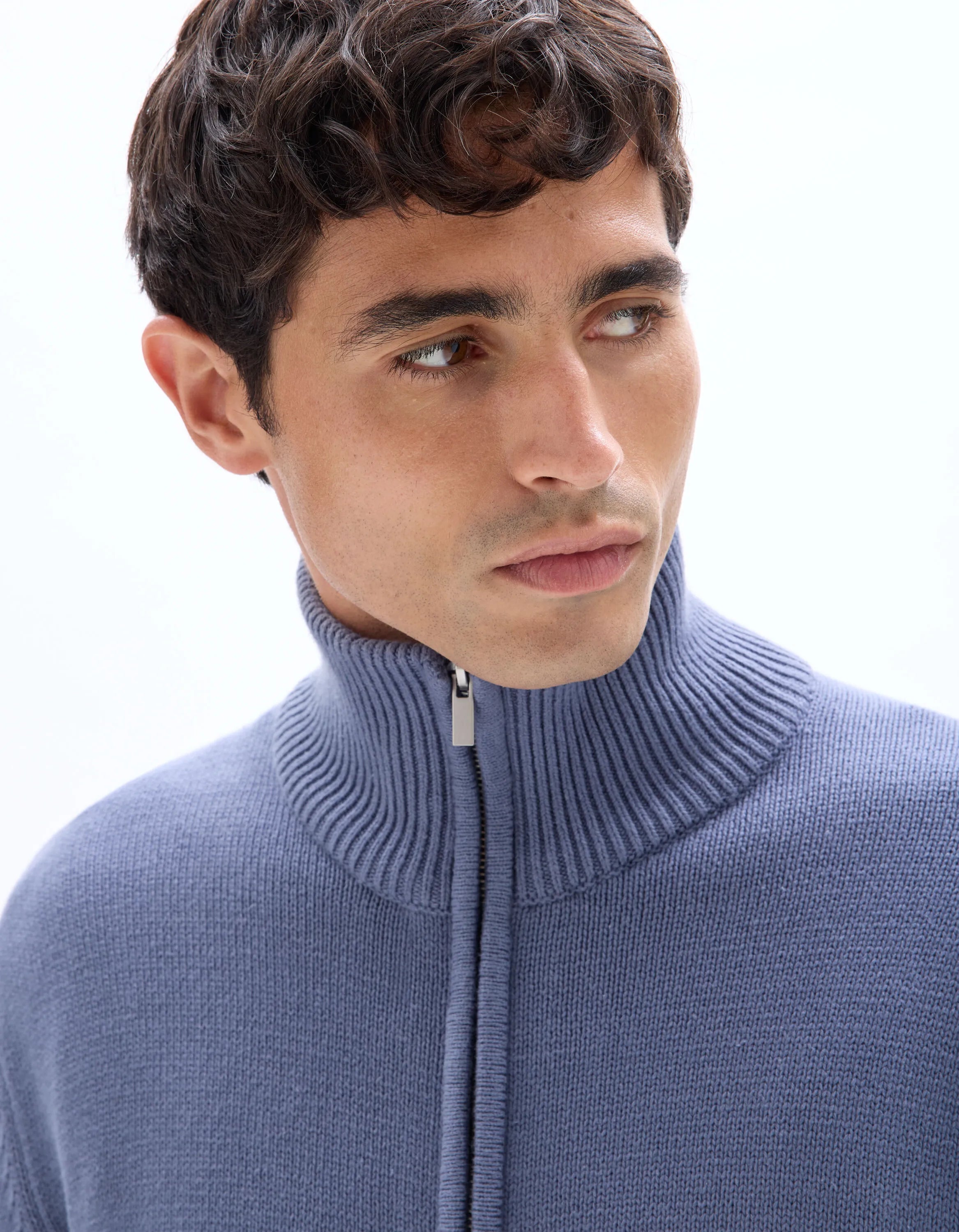 Celio_Blue_100% Cotton Zip-Up Trucker Cardigan - Anthracite_MERCIDUS_DARK STORM_04