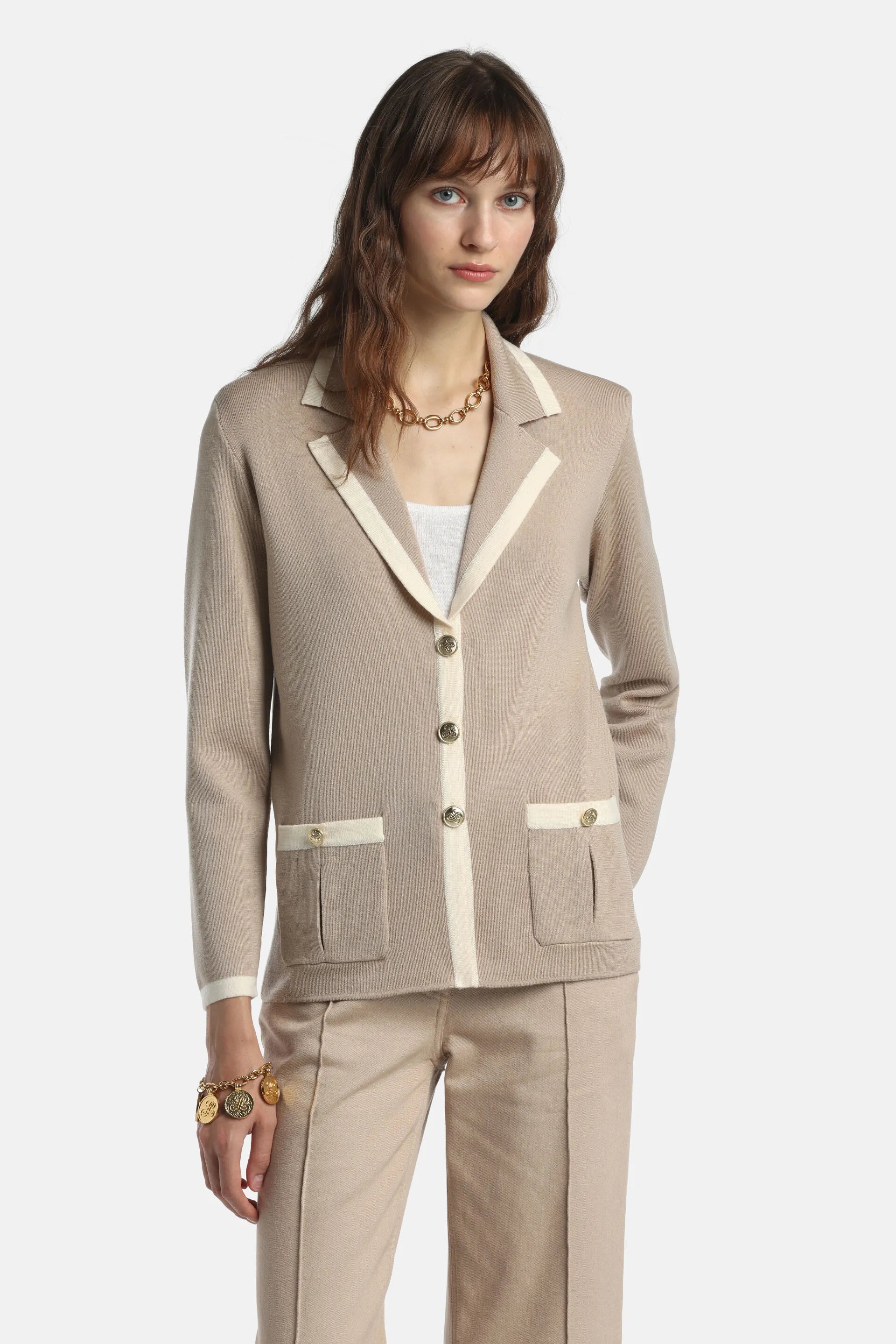Luisa Spagnoli Beige/Panna Women Meridien - Jacket with Lapels SKU: MERIDIEN_1137 0202 Image 01