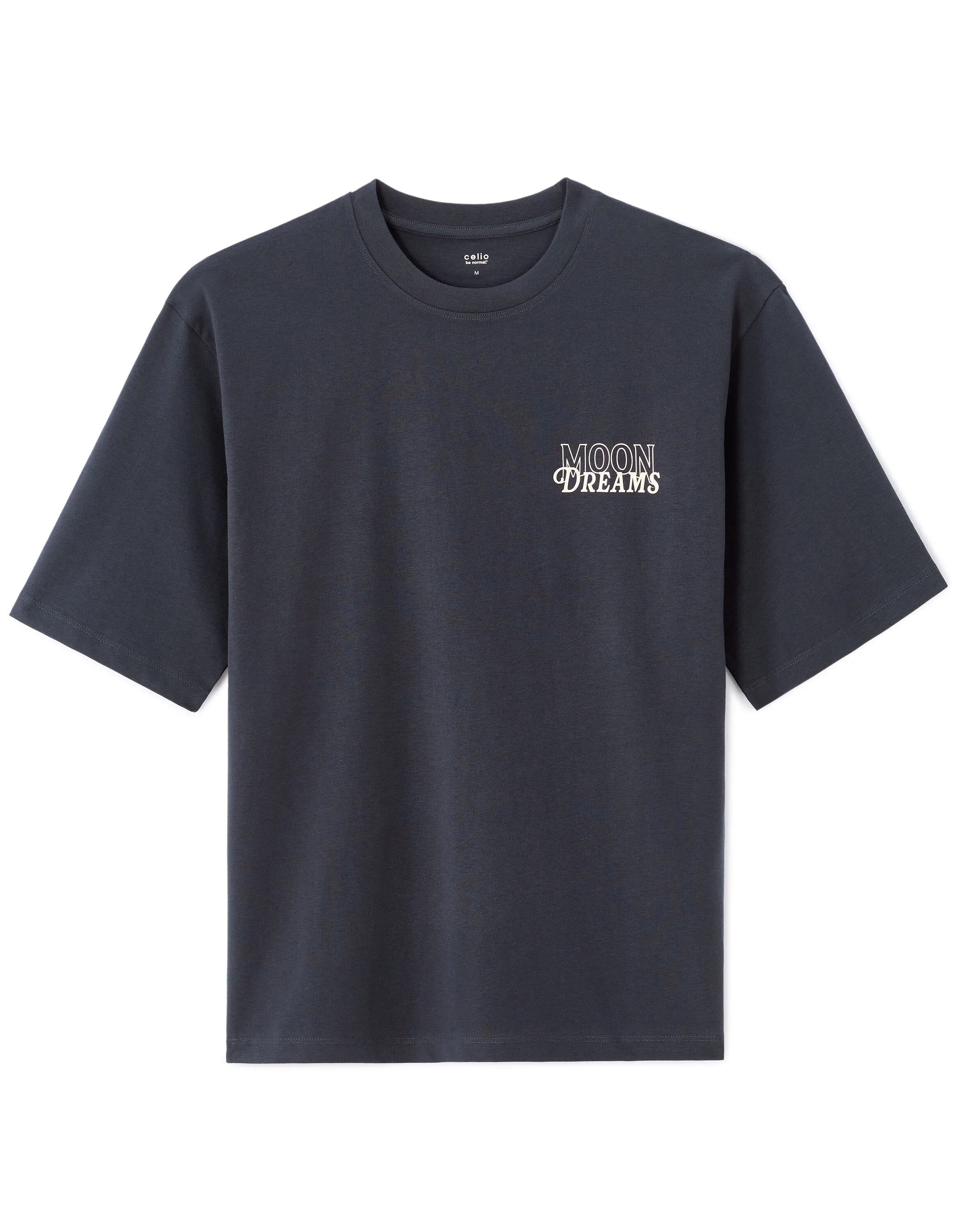 Celio_Bleu Nuit_Oversized Crew Neck T-Shirt 100% Cotton Astro Print_MESOLEIL_BLEU NUIT_07