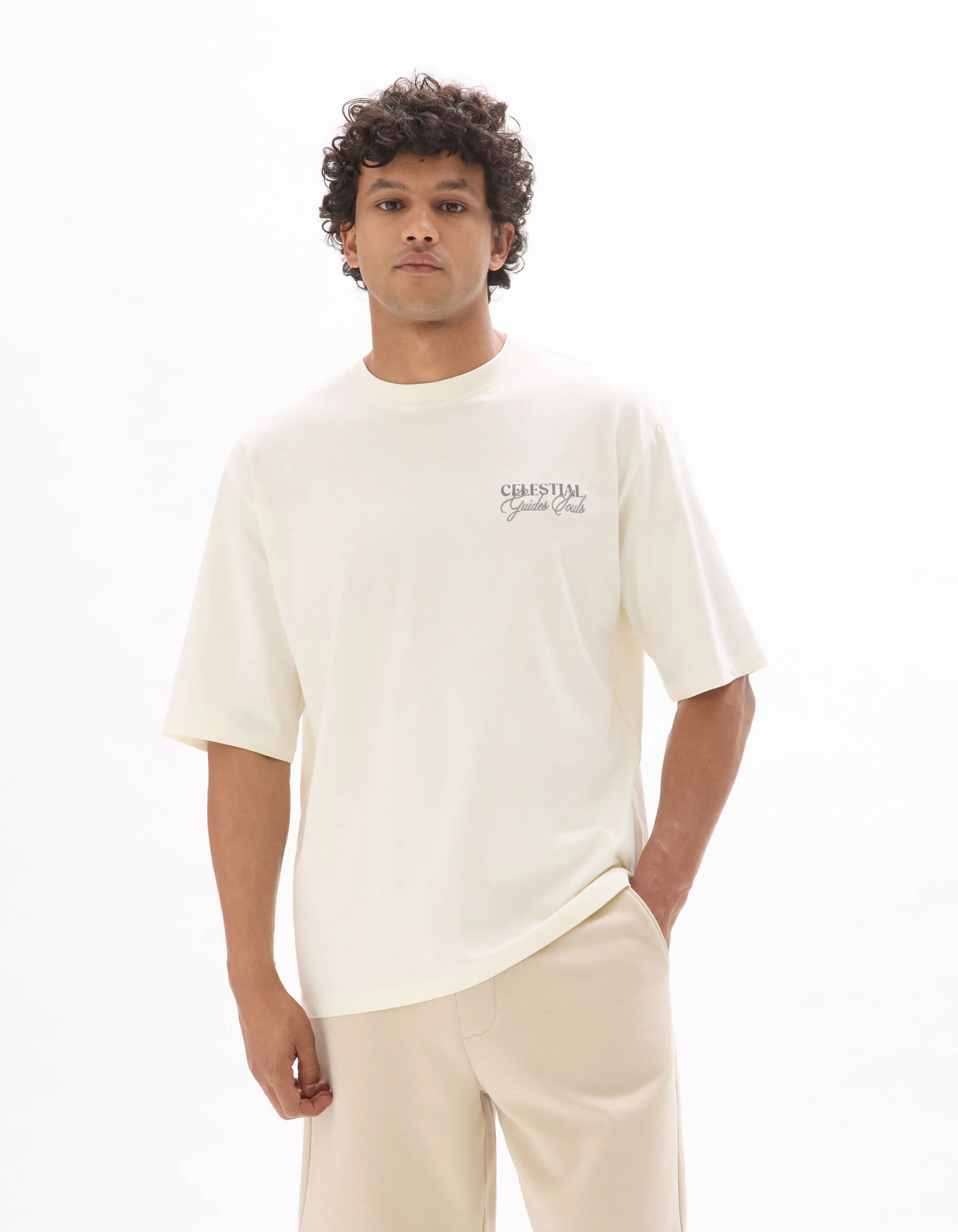 Celio_Ecru_Oversized Round Neck T-Shirt 100% Cotton Astro Print_MESOLEIL_ECRU_02