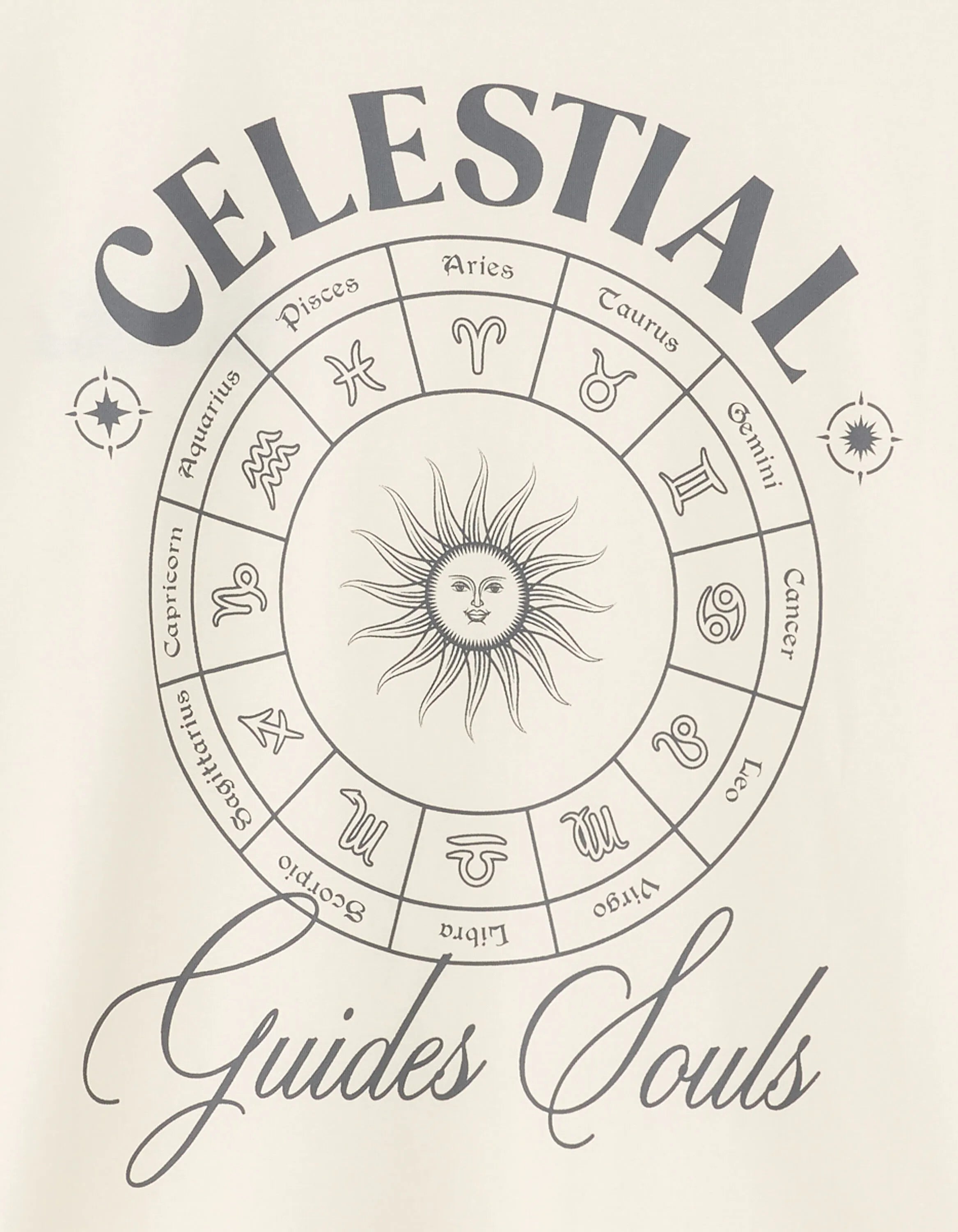 Celio_Ecru_Oversized Round Neck T-Shirt 100% Cotton Astro Print_MESOLEIL_ECRU_06