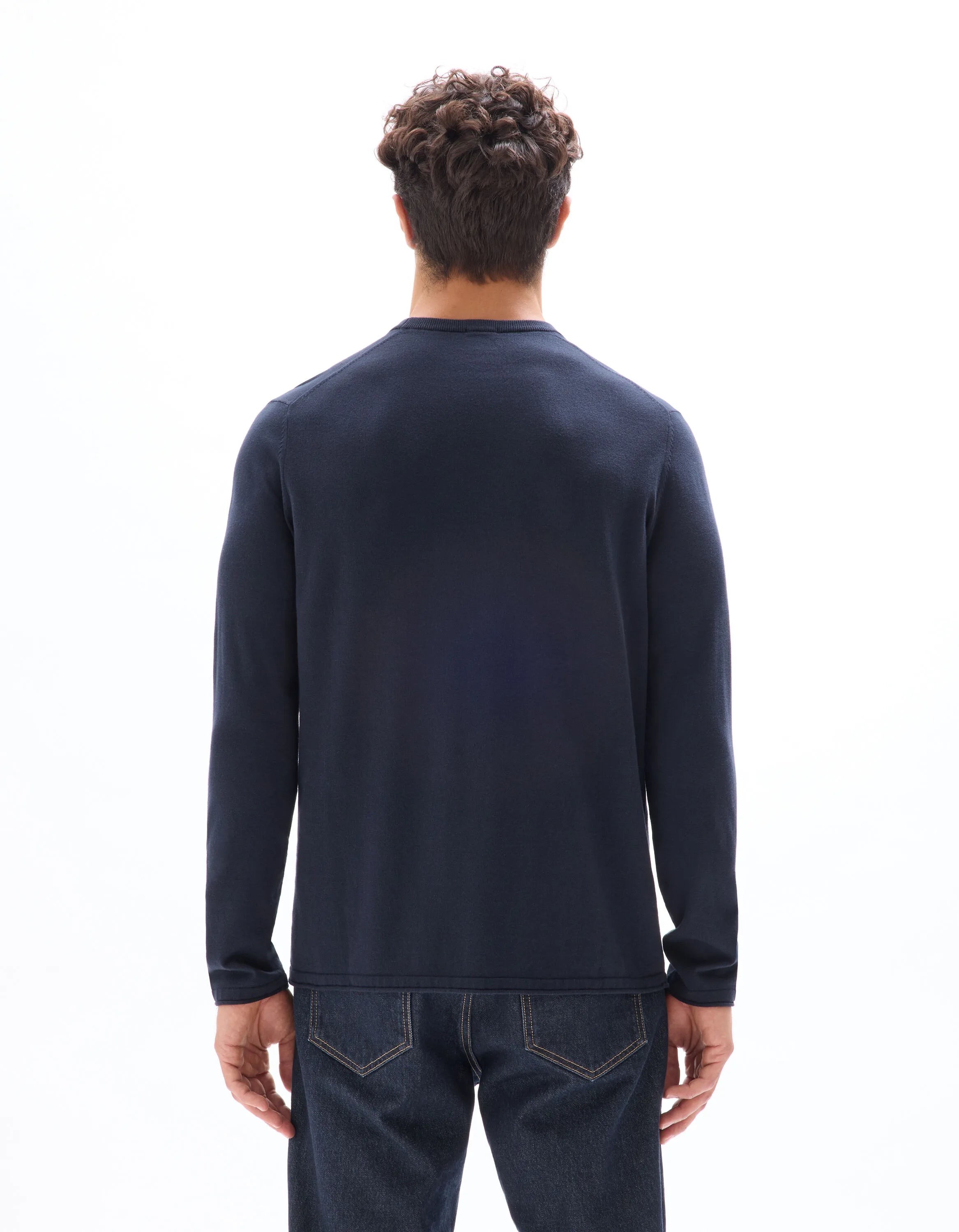 Celio_Encre_Crew Neck Sweater in Cotton Strand_MESON_ENCRE_01