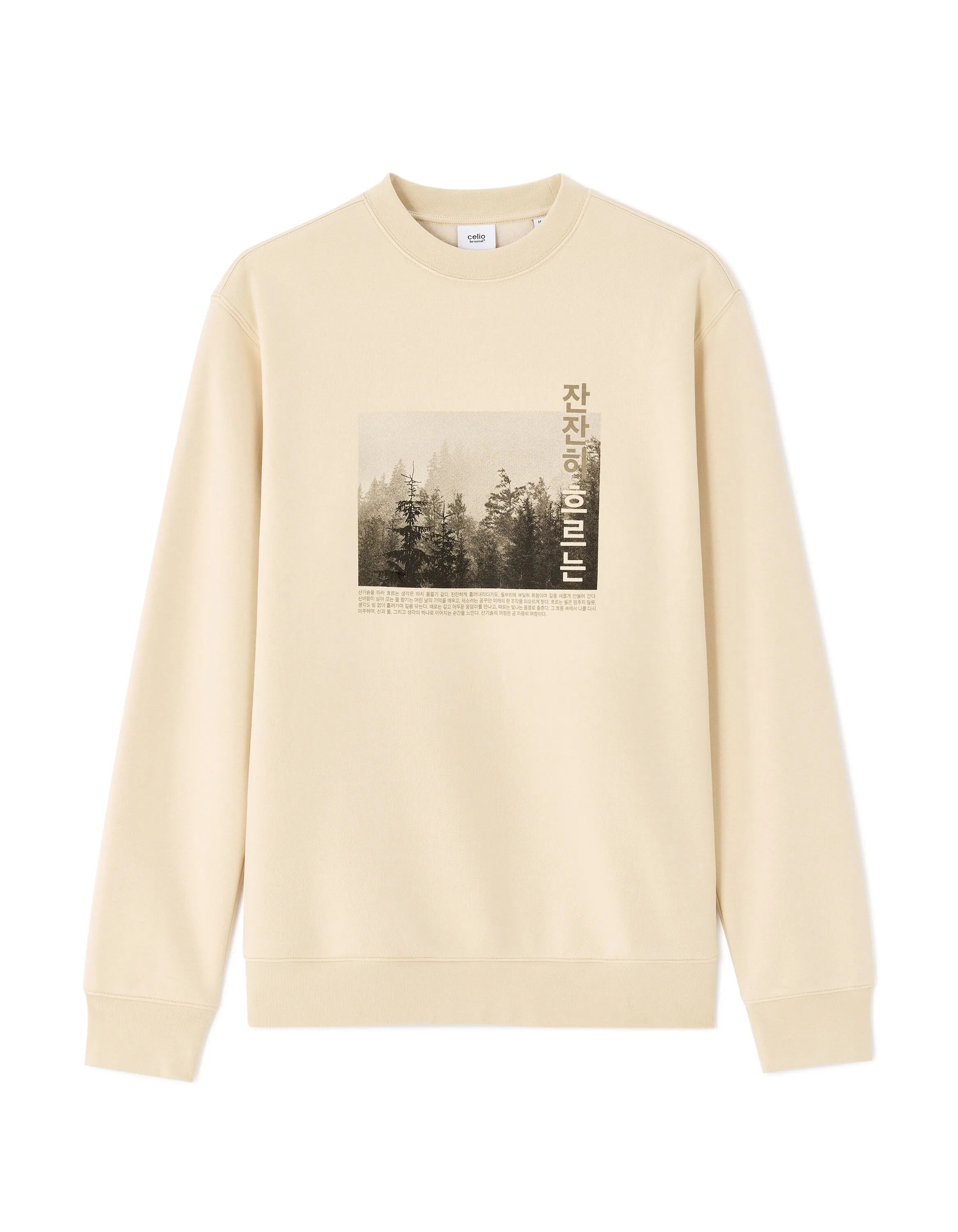 Celio_Creme_Regular Crew Neck Sweatshirt with Asian Print_MEWIND_CREME_07