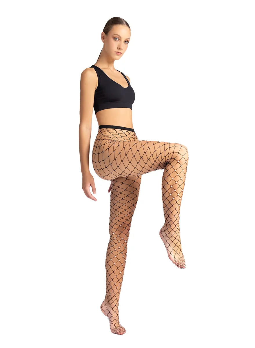 Marie France Noir/Blanc Women Emotionelle Retro Pearl Embellished Tights SKU: MF010356_Noir Blanc Image 07