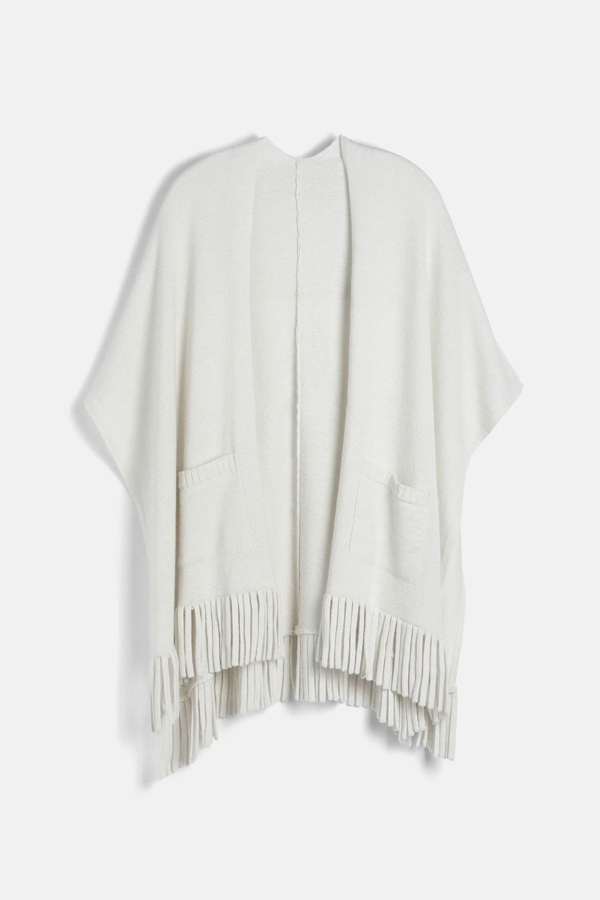 Luisa Spagnoli Panna Women Mira - Fringed Wool-Blend Cape SKU: MIRA_0202 Image 07