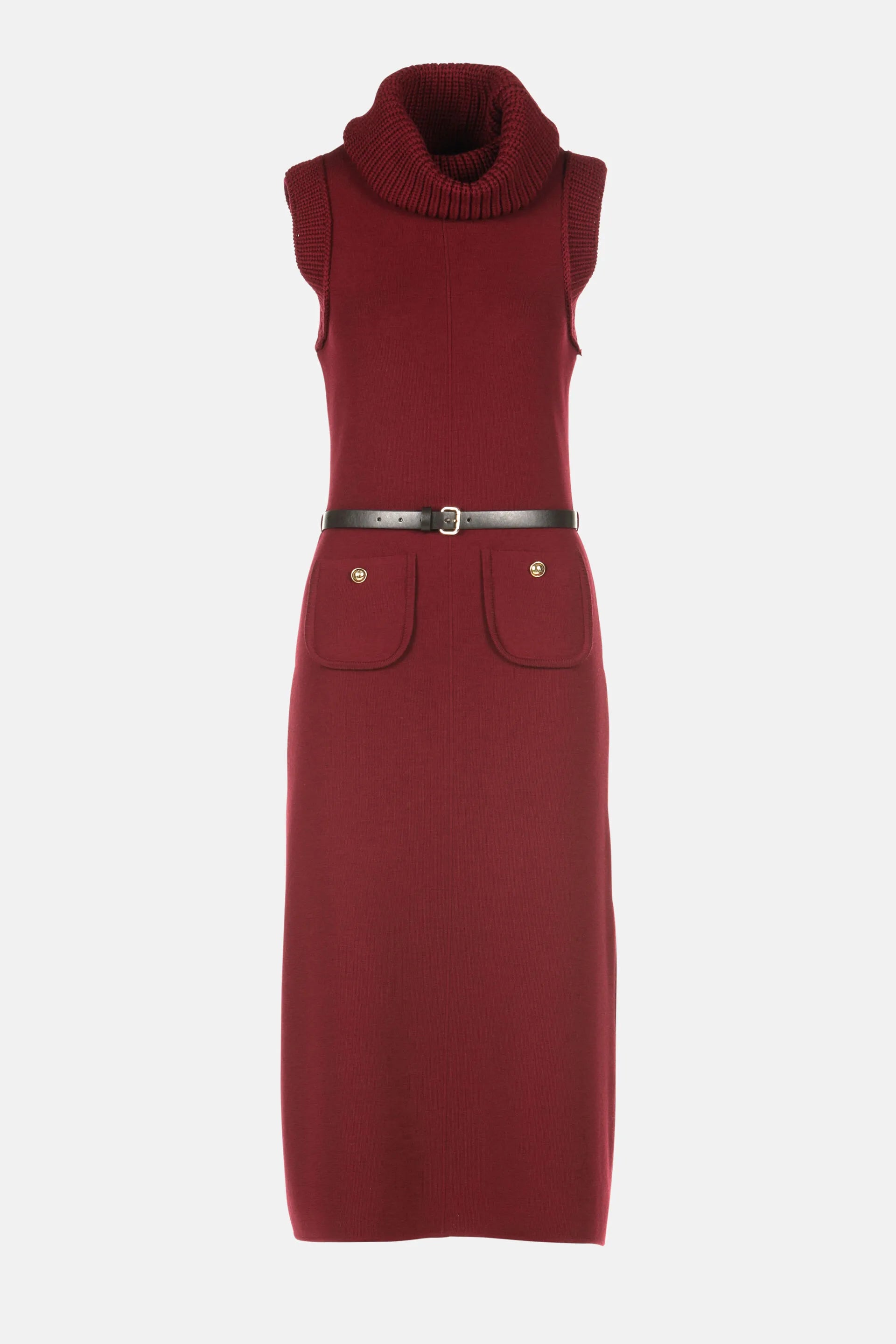 Luisa Spagnoli_Burgundy_Mirina - Midi Dress With Built-In Belt_MIRINA_2405_06
