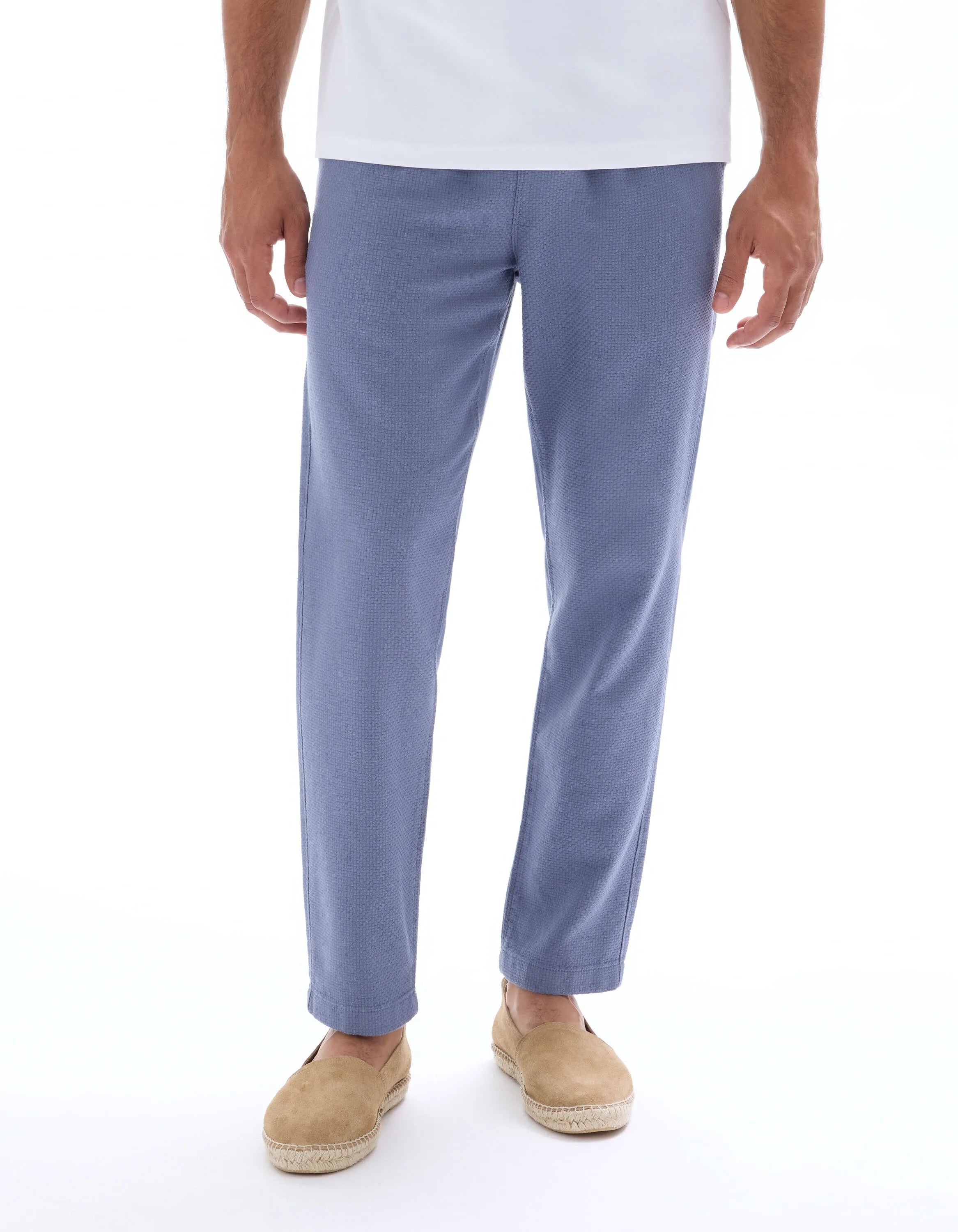 Celio_Bleu Moyen_100% Cotton Canvas Textured Slim Pants_MOCANVAS_BLEU MOYEN_02