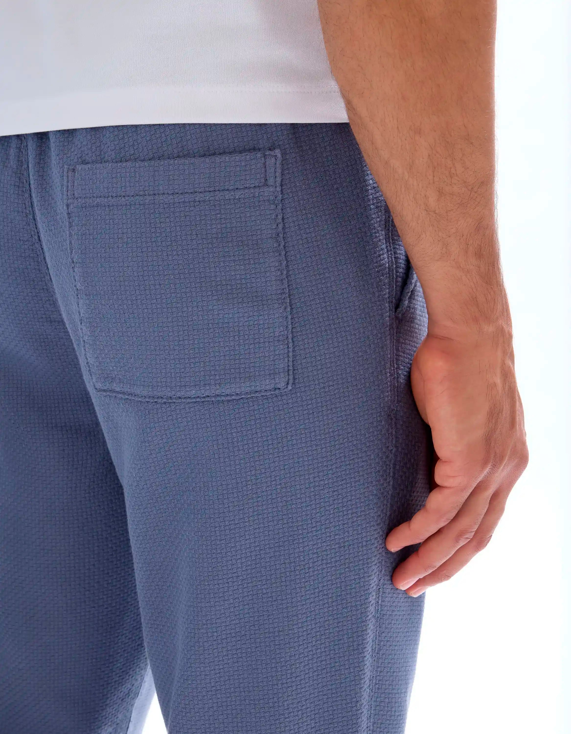 Celio_Bleu Moyen_100% Cotton Canvas Textured Slim Pants_MOCANVAS_BLEU MOYEN_05