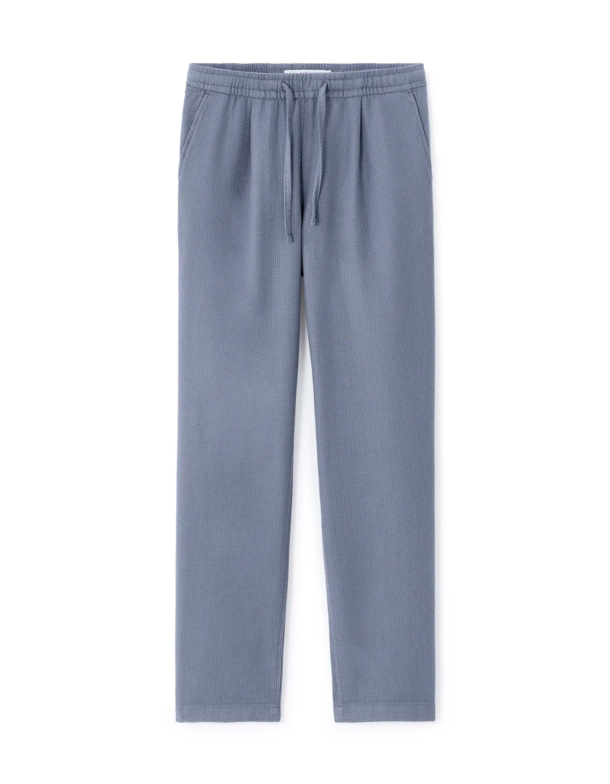 Celio_Bleu Moyen_100% Cotton Canvas Textured Slim Pants_MOCANVAS_BLEU MOYEN_07