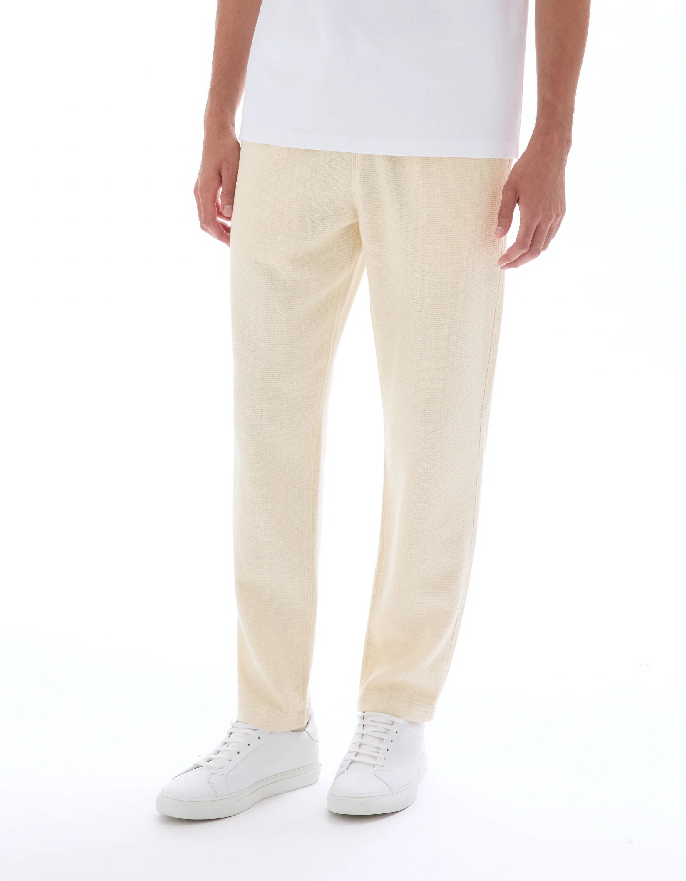 Celio_Ecru_100% Cotton Canvas Textured Slim Pants_MOCANVAS_ECRU_02