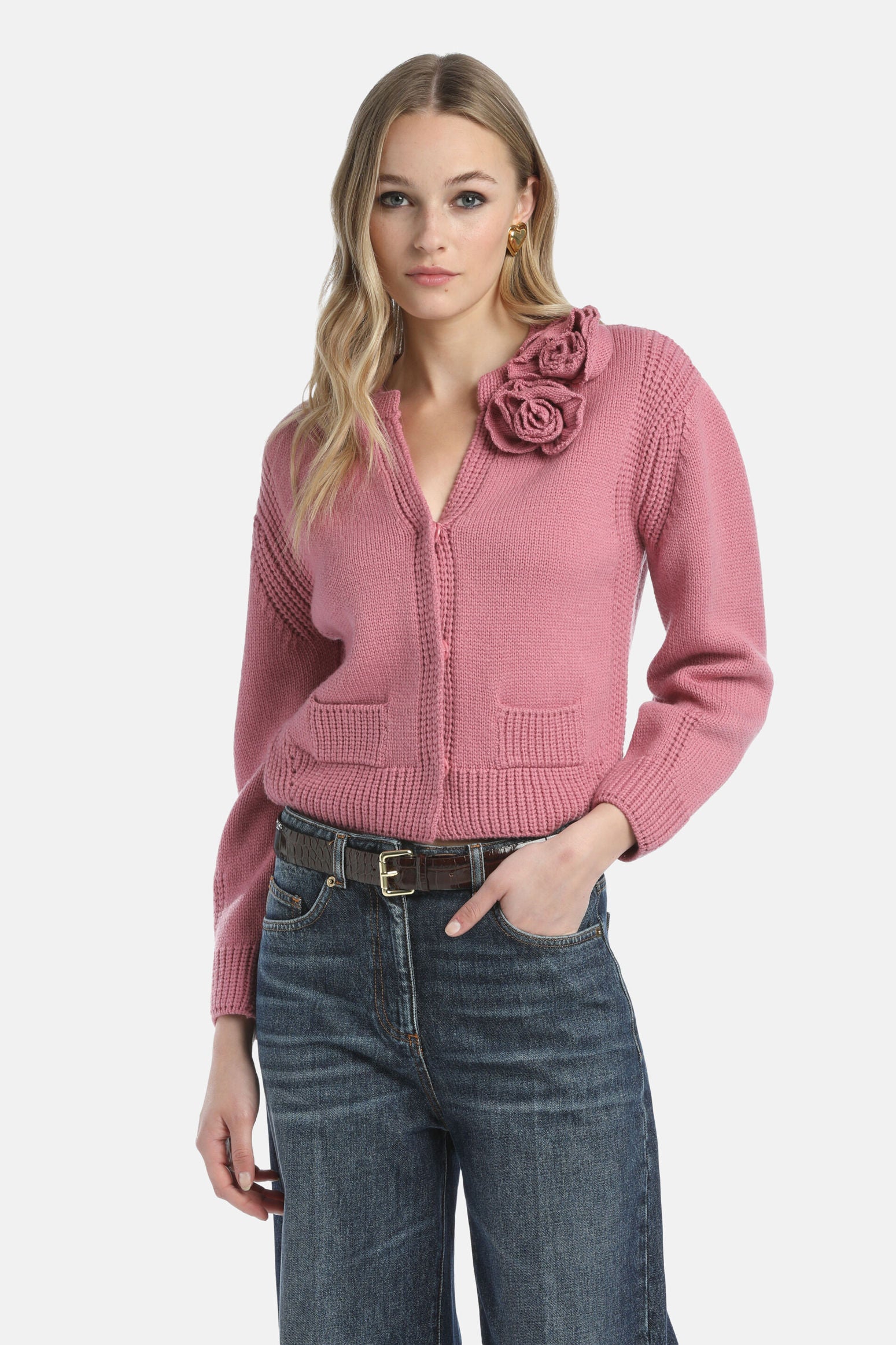 Luisa Spagnoli_Rosa_Montecarlo - Cardigan with AppliquŽ_MONTECARLO_0312_01