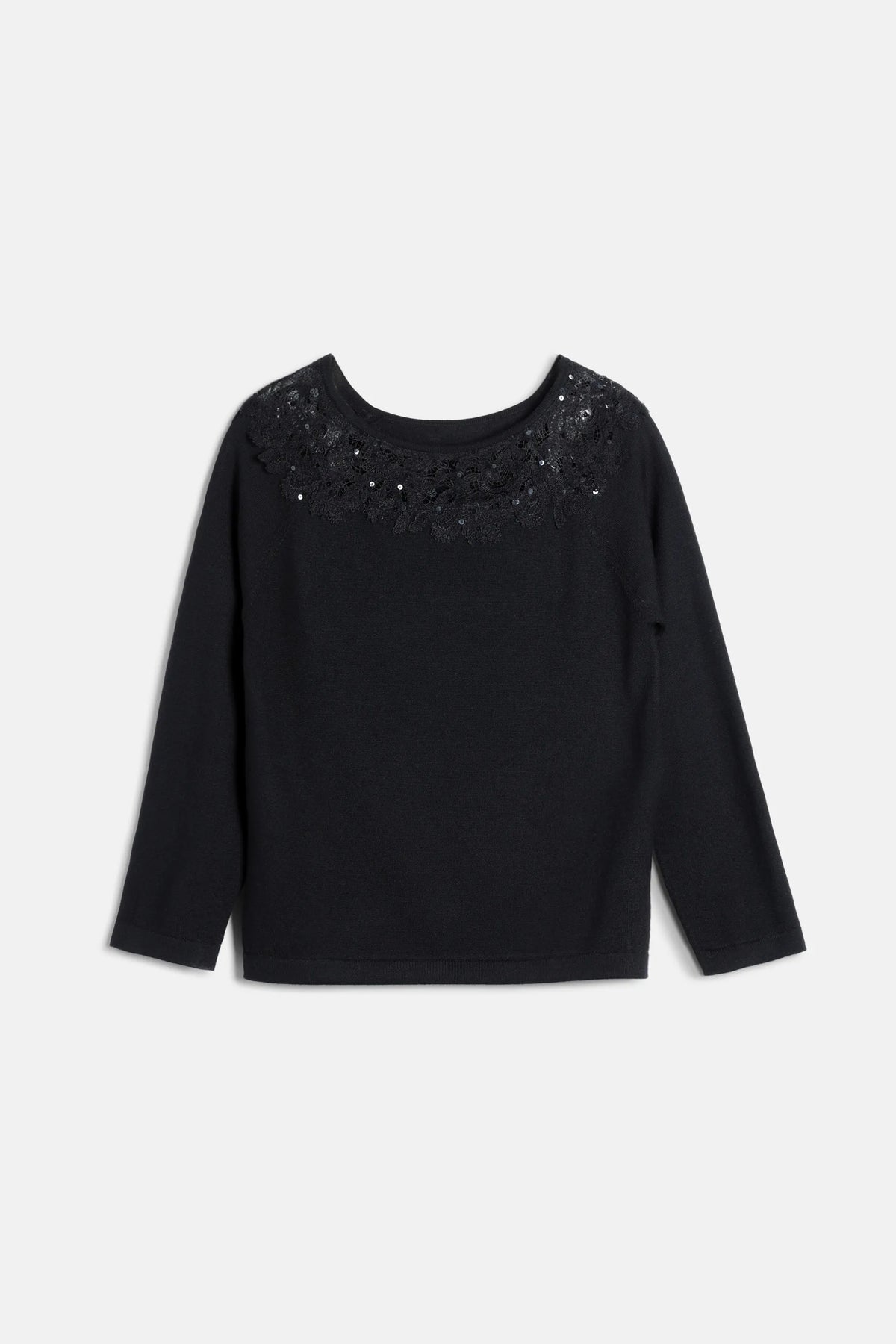 Luisa Spagnoli Nero/Nero Women Murice Knit Tunic with Lace Insert SKU: MURICE_0101 0101 Image 05