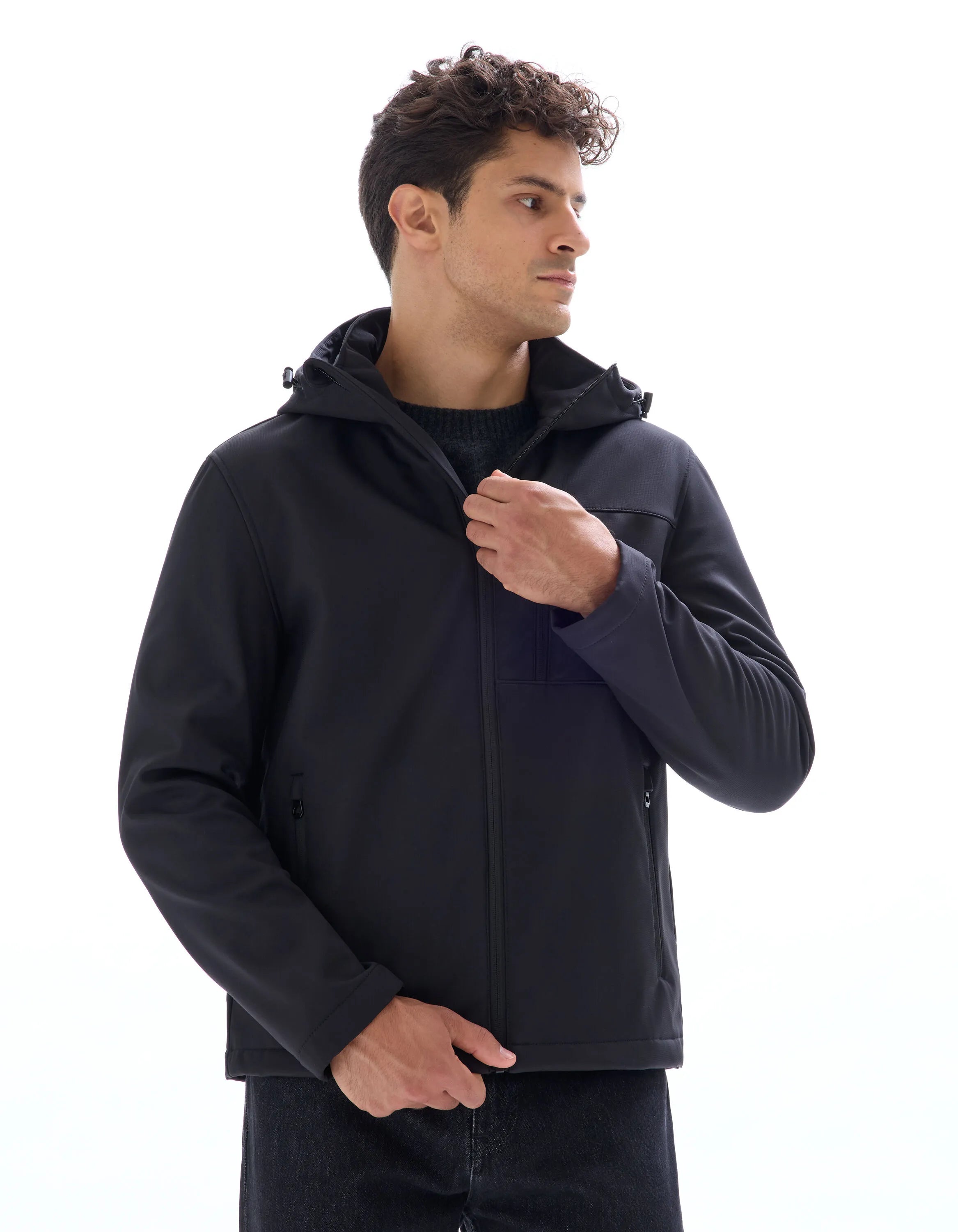 Celio_Black_Hooded Softshell Jacket_MUSHELL_BLACK_02