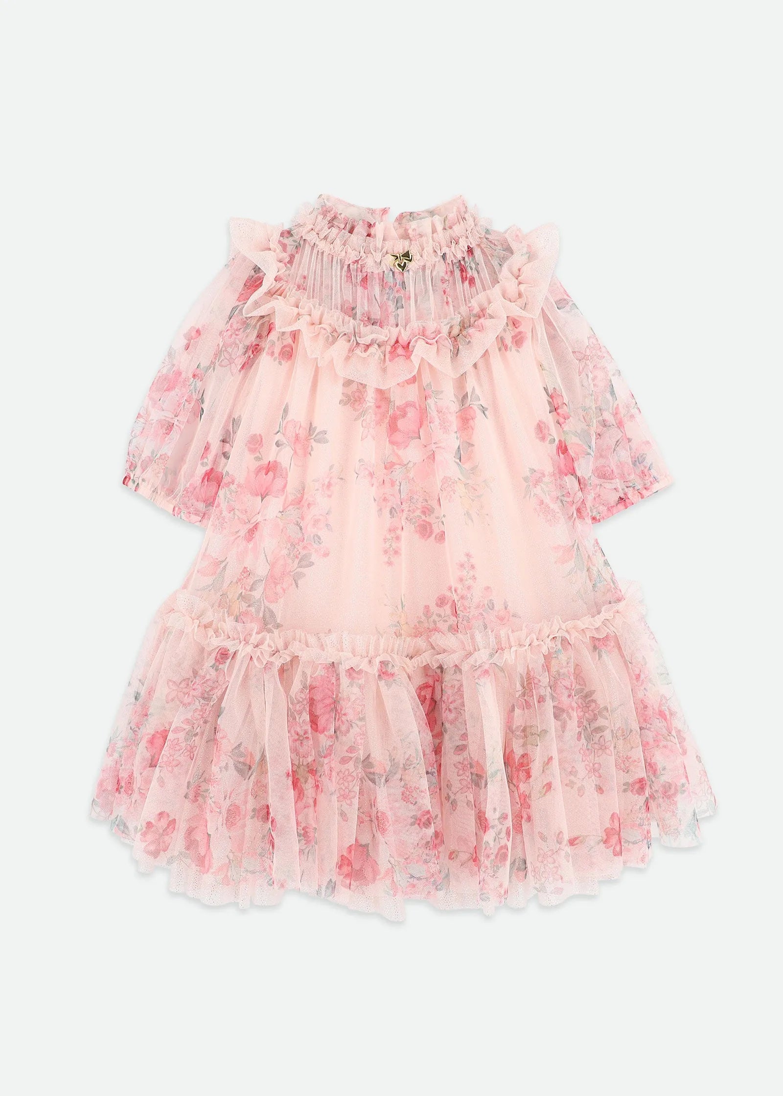 Angels Face 0 Girls Myrtisa Posy Tulle Dress Pale Pink SKU: MYRTISA_Pale Pink Image 01