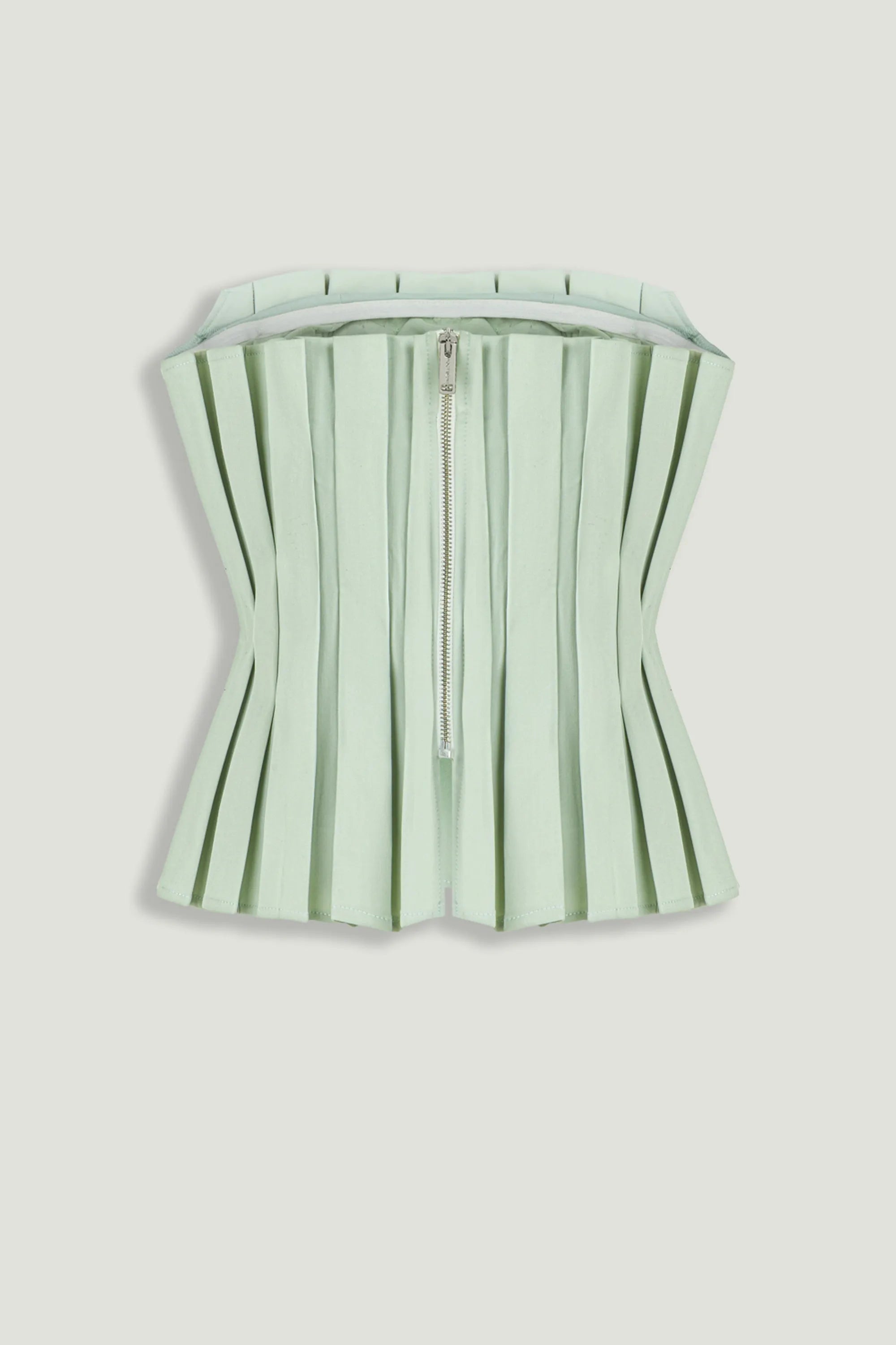 Nocturne Mint Green Women Mint Pleated Strapless Corset Bustier Top SKU: N26YN19024_0037 Image 06