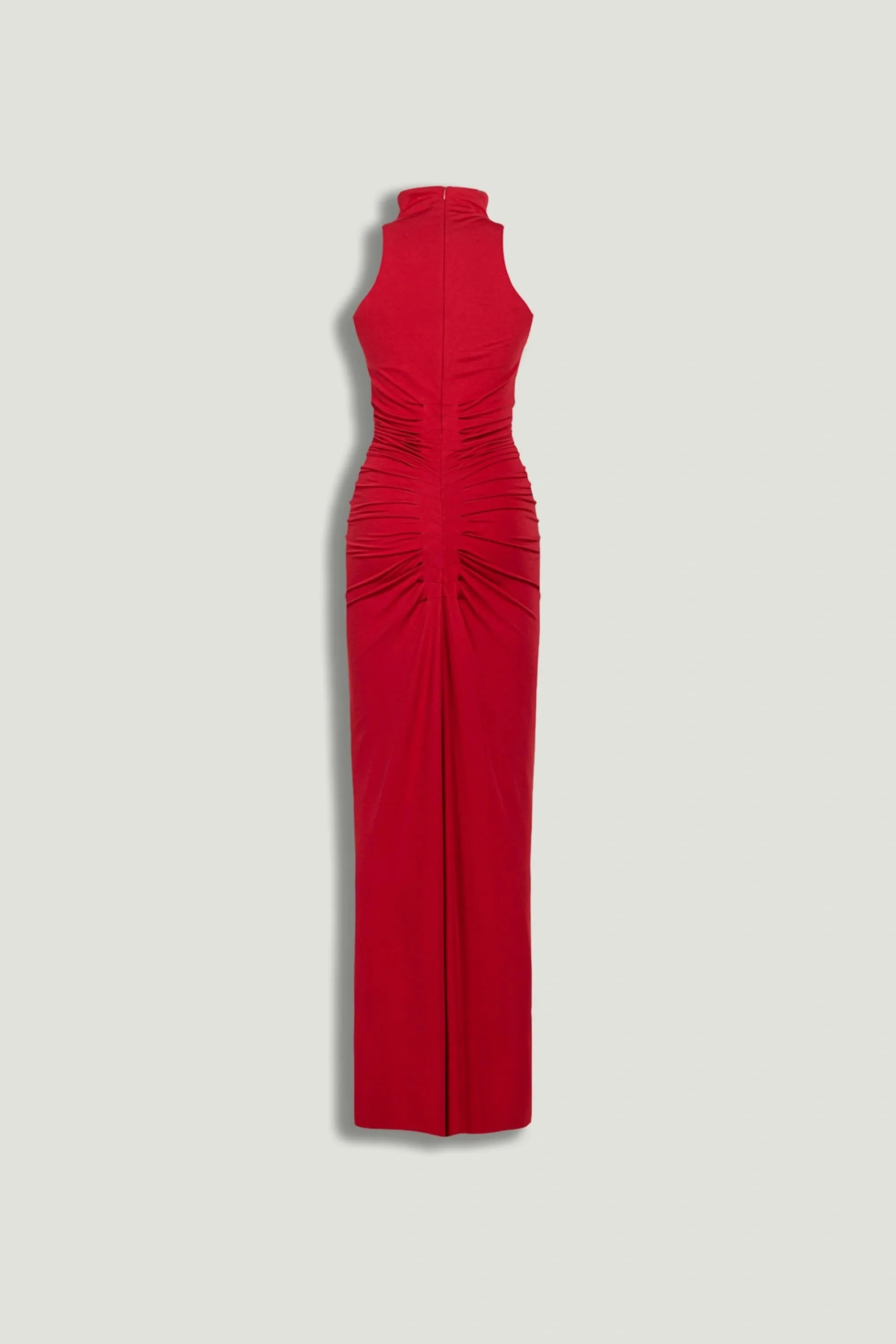 Nocturne Red Women Red Ruched High-Neck Maxi Dress SKU: N26YN2782_0003 Image 08